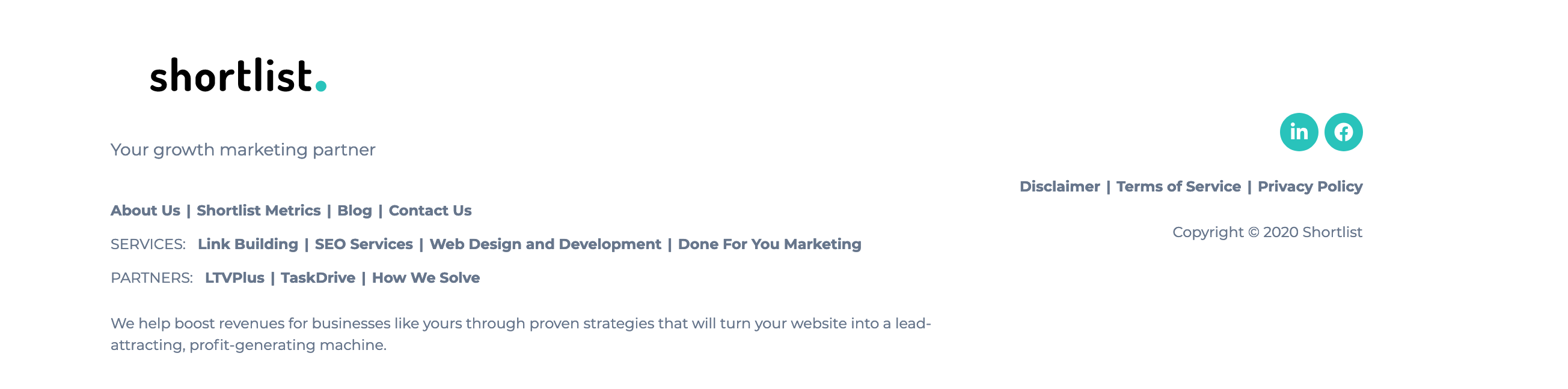 Shortlist Footer component screenshot