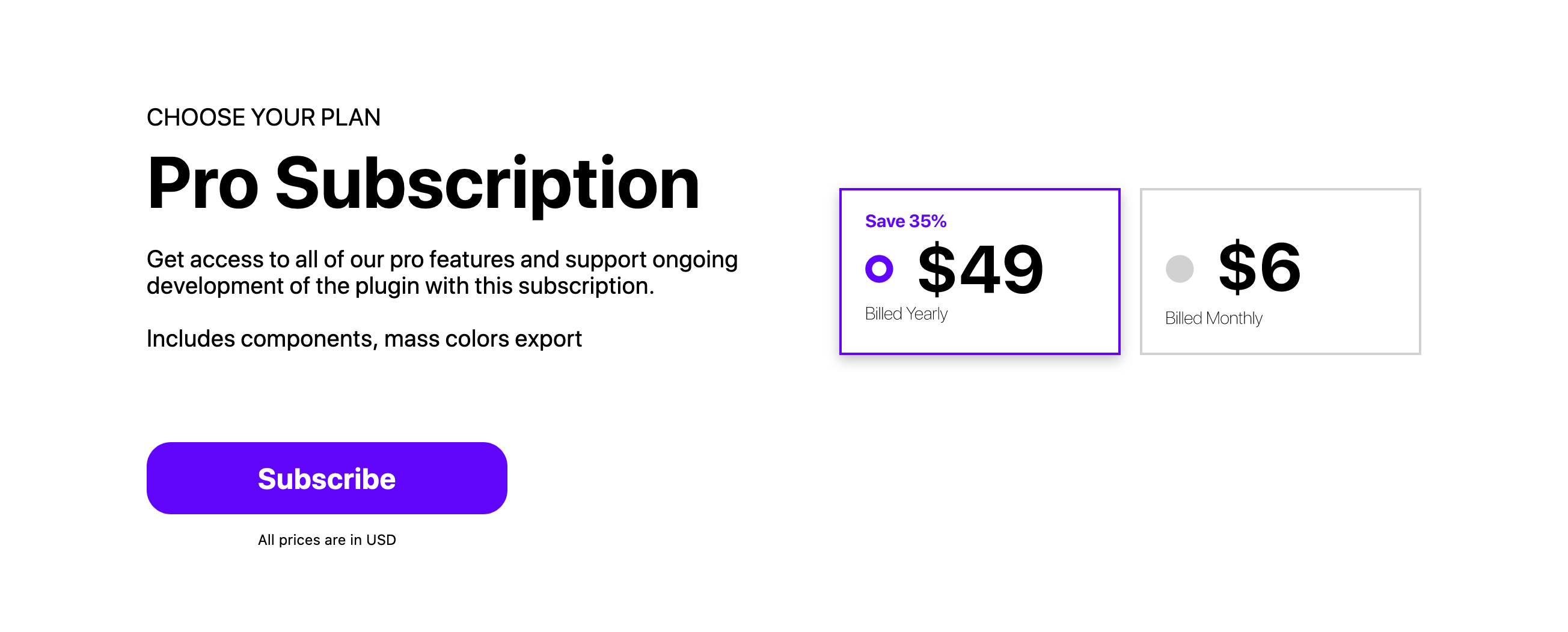 Swiftui Pricing component screenshot