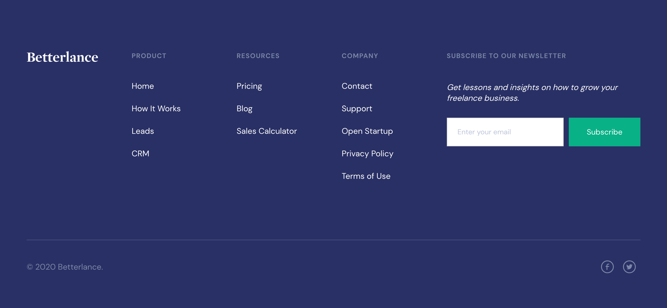 Betterlance Footer component screenshot
