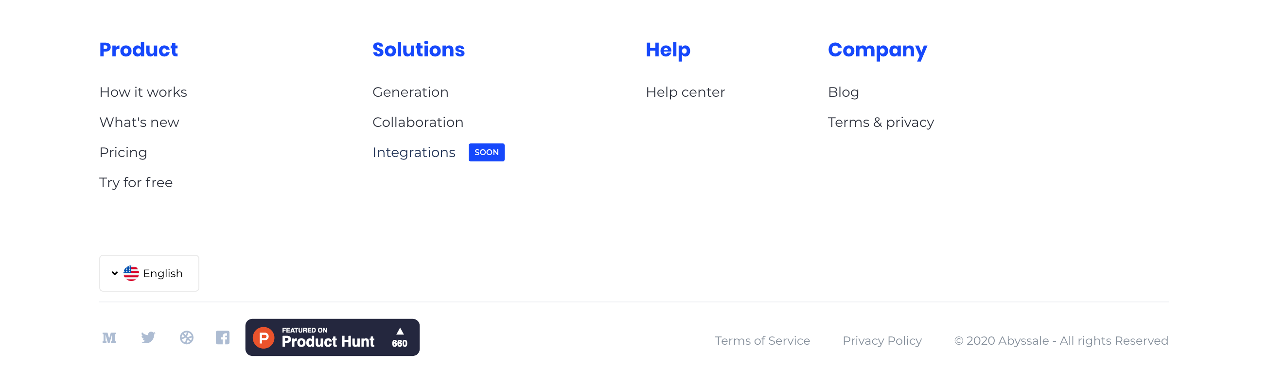 Abyssale Footer component screenshot