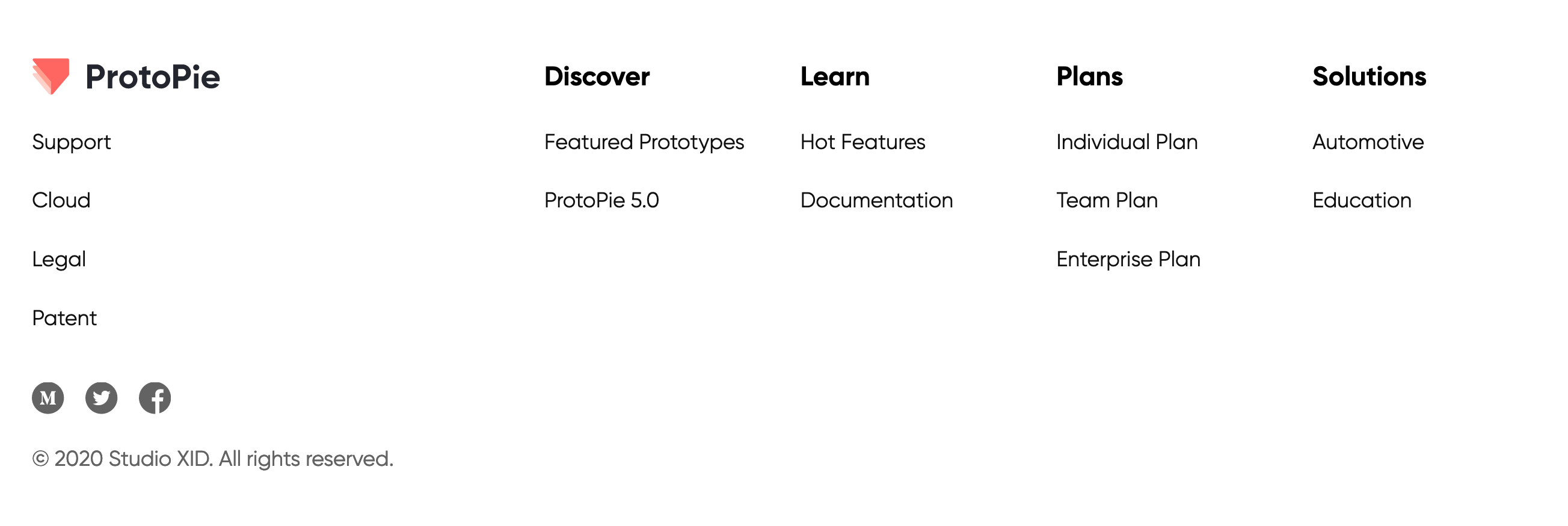 Protopie Footer component screenshot