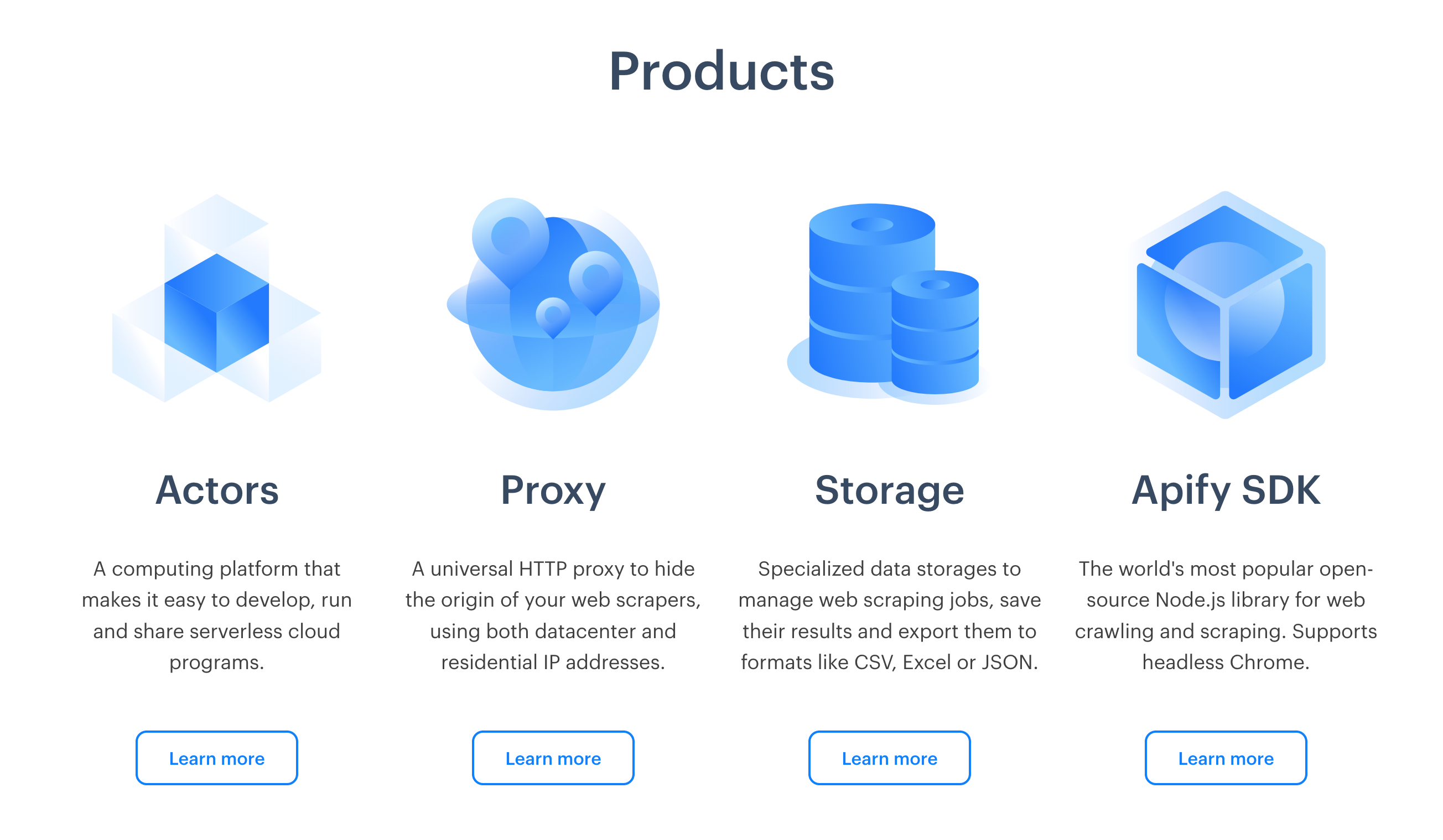 Apify Products component screenshot