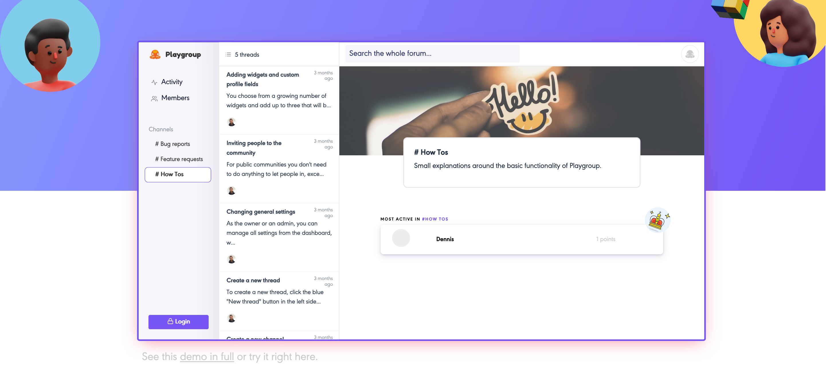 Playgroup Demo component screenshot