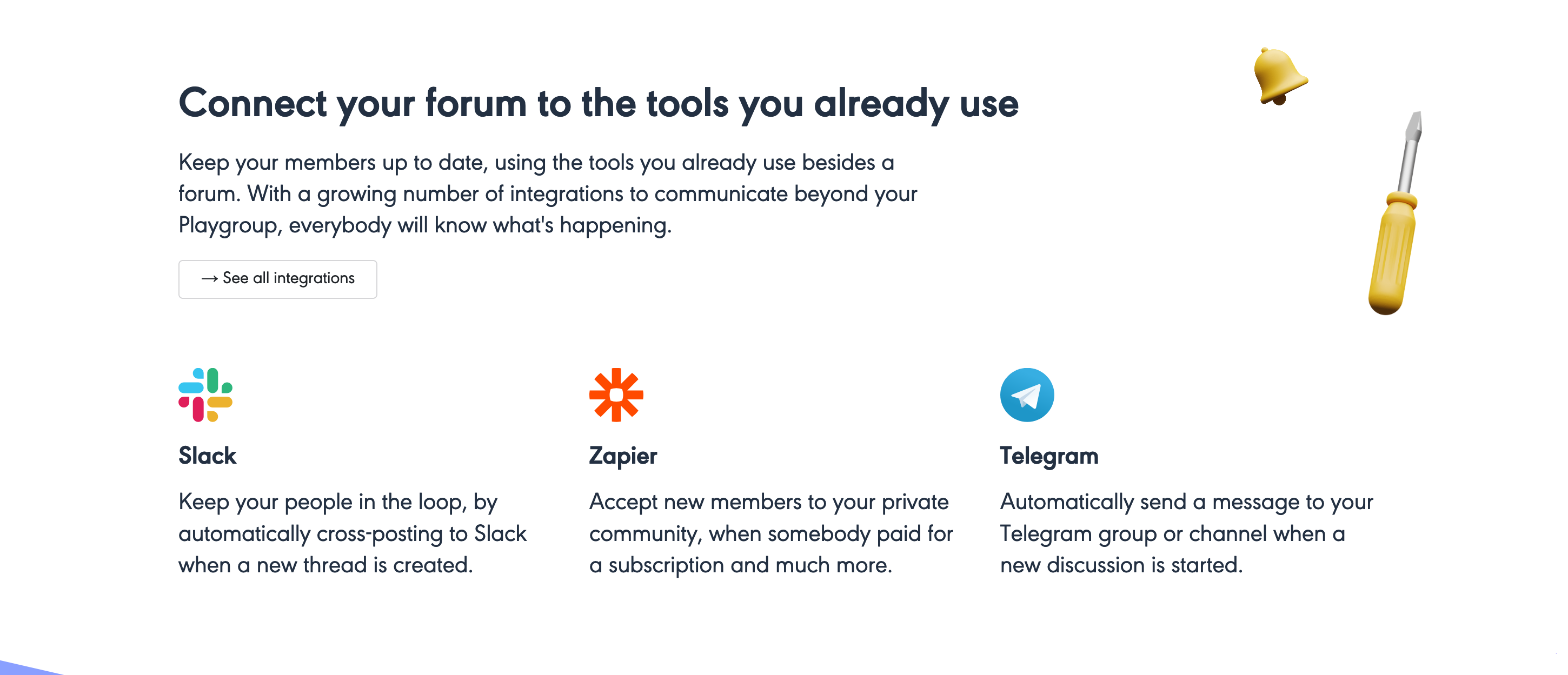 Playgroup Integrations component screenshot