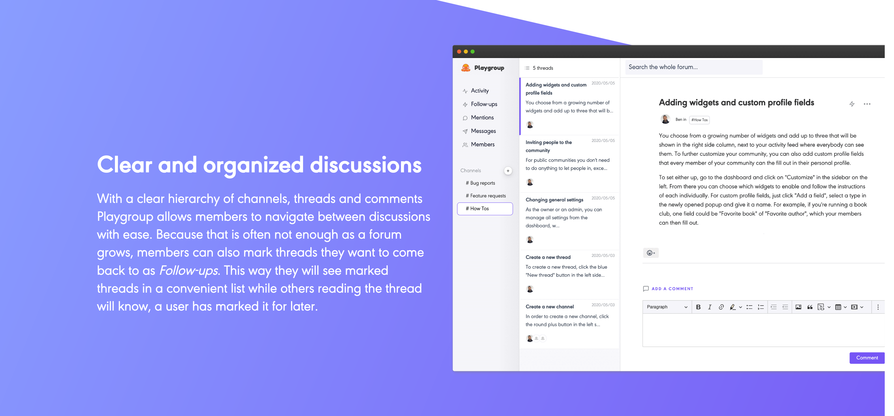 Playgroup Feature component screenshot