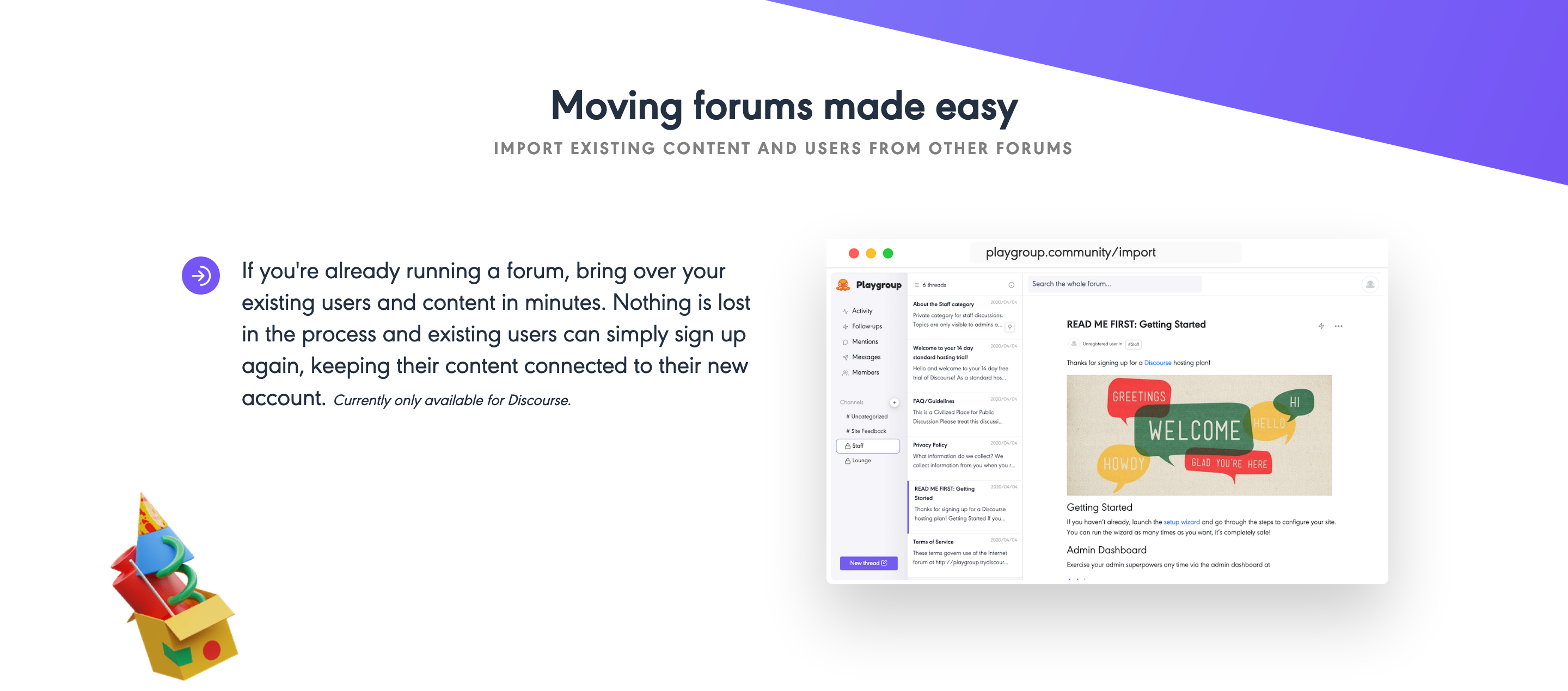 Playgroup Feature component screenshot