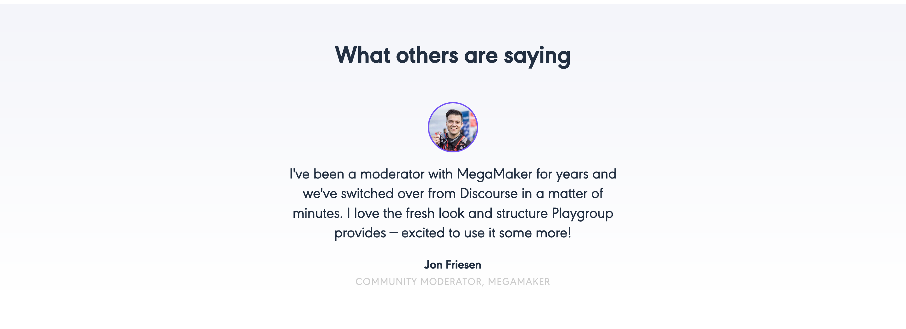 Playgroup Testimonial component screenshot