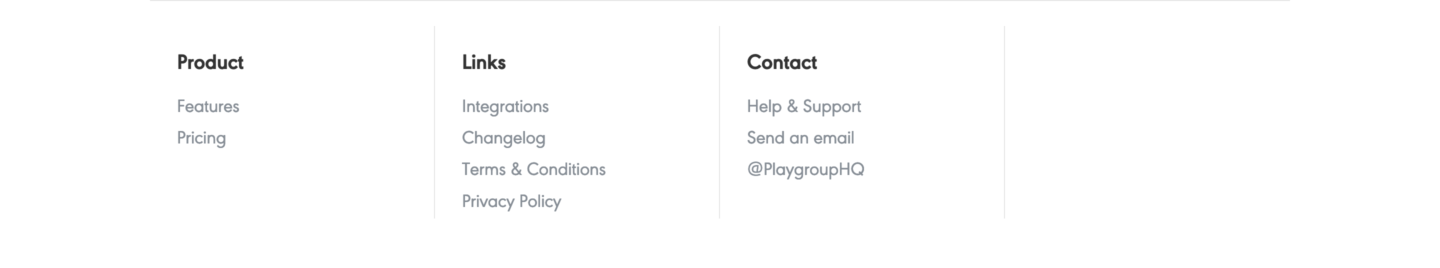 Playgroup Footer component screenshot