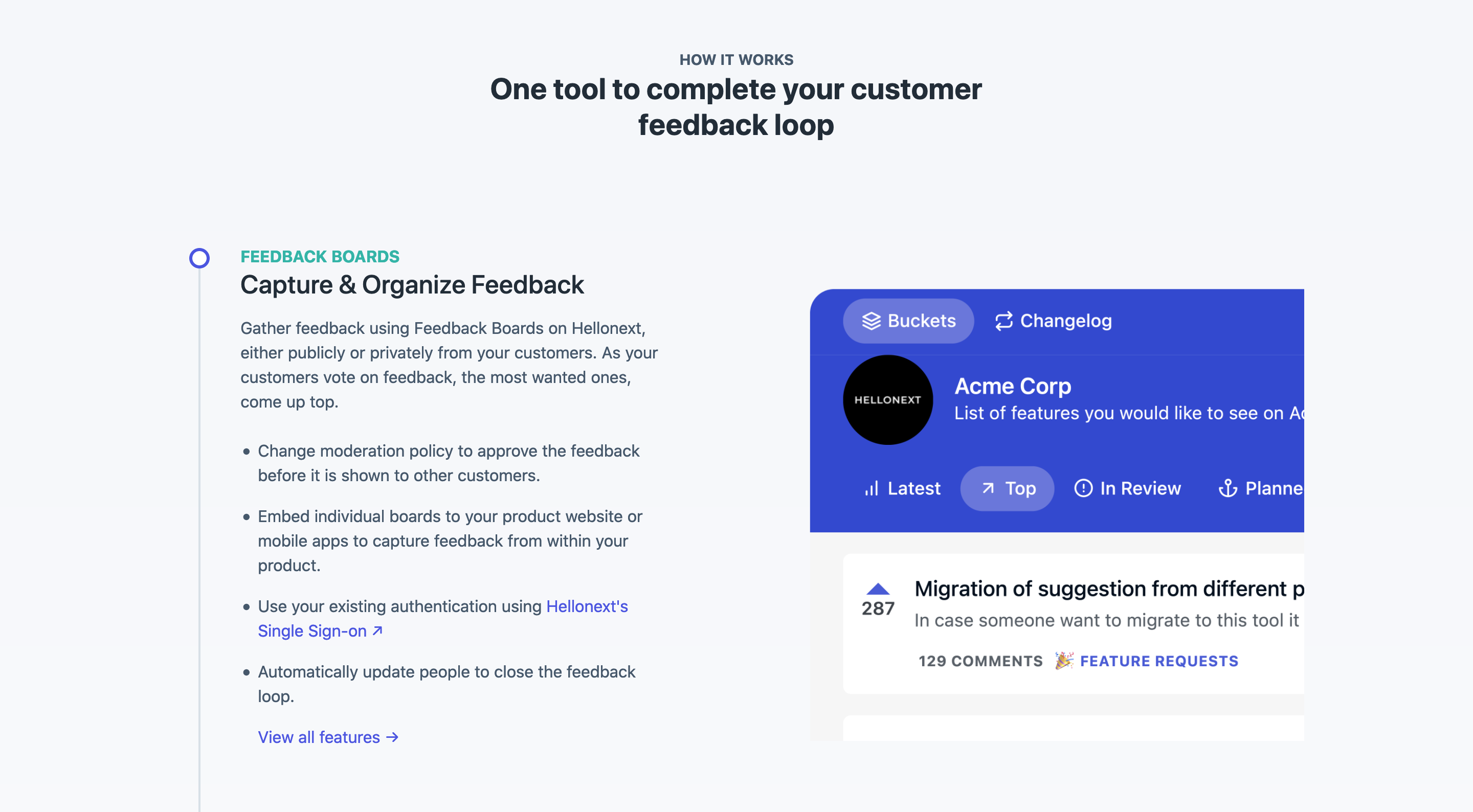 Hellonext Feature component screenshot