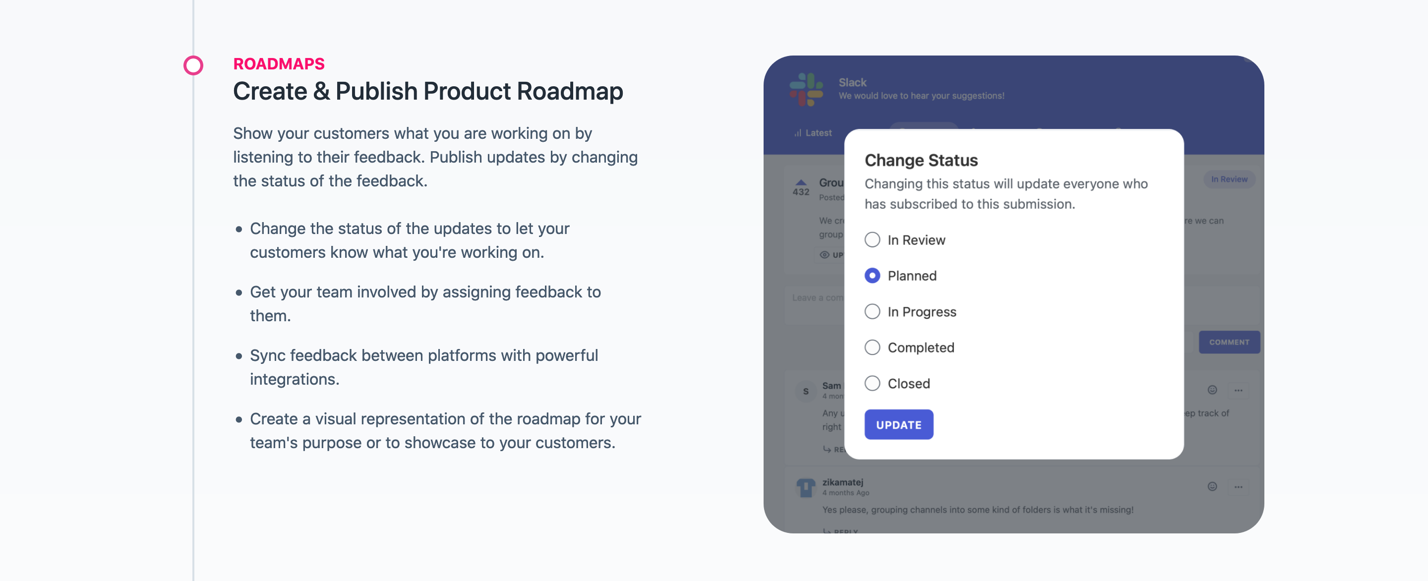 Hellonext Feature component screenshot
