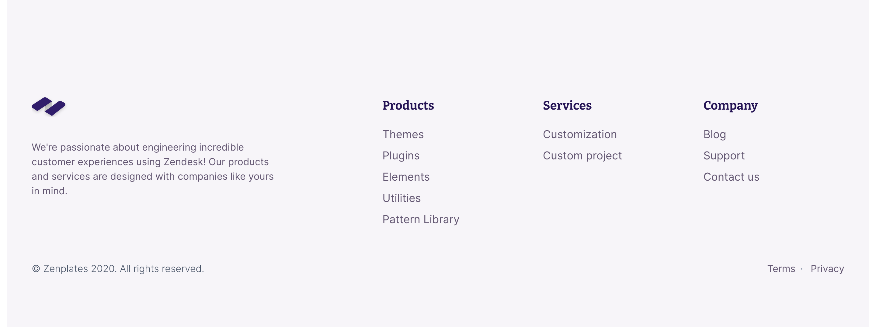 Zenplates Footer component screenshot