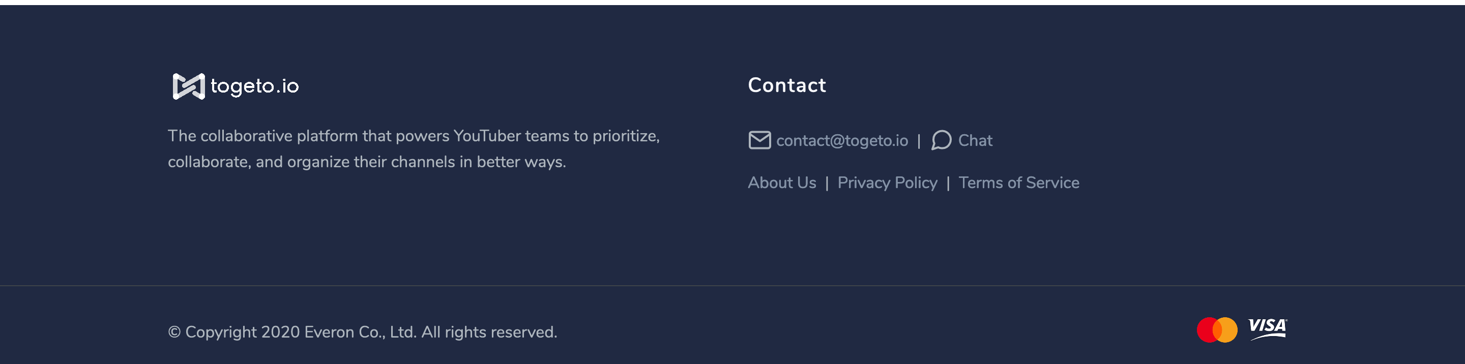 Togeto Footer component screenshot