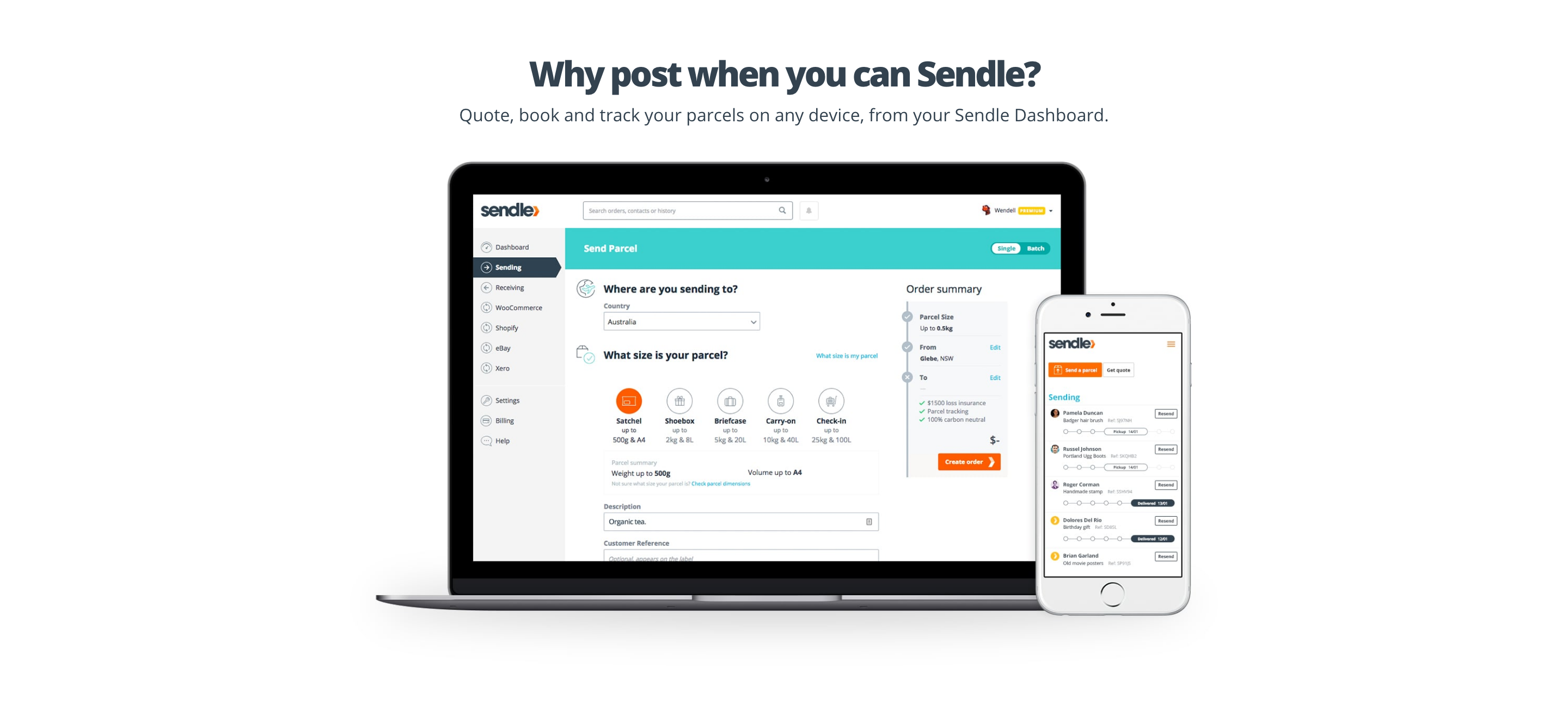 Sendle Demo component screenshot