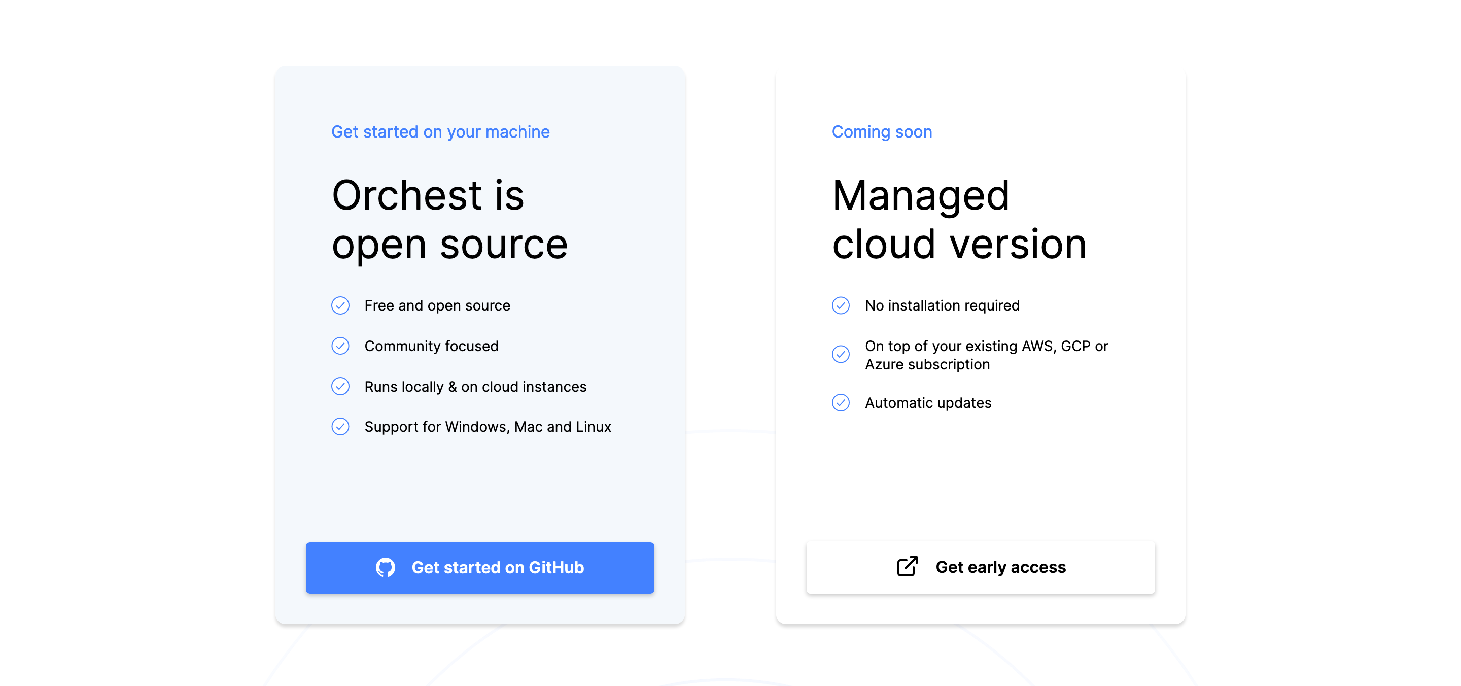 Orchest Pricing component screenshot