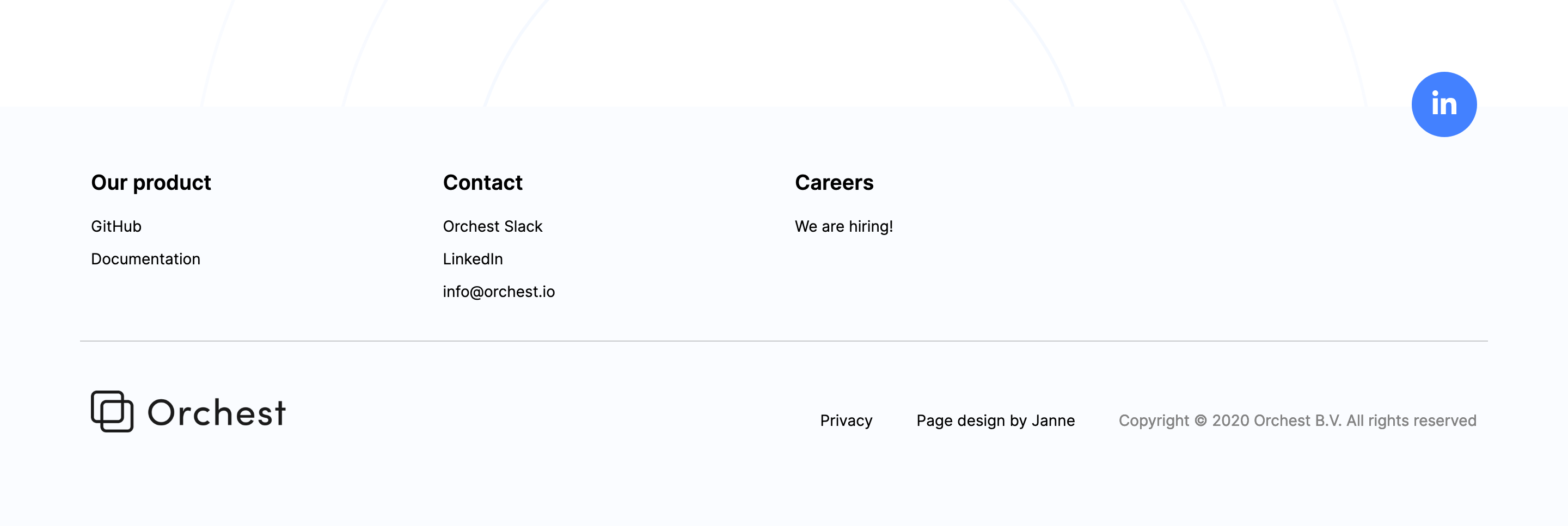 Orchest Footer component screenshot