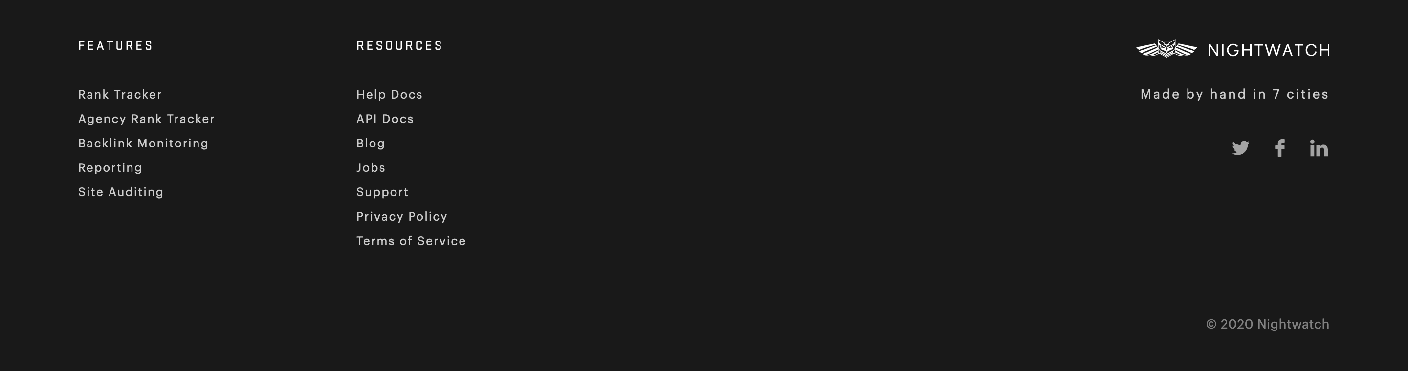 Nightwatch Footer component screenshot