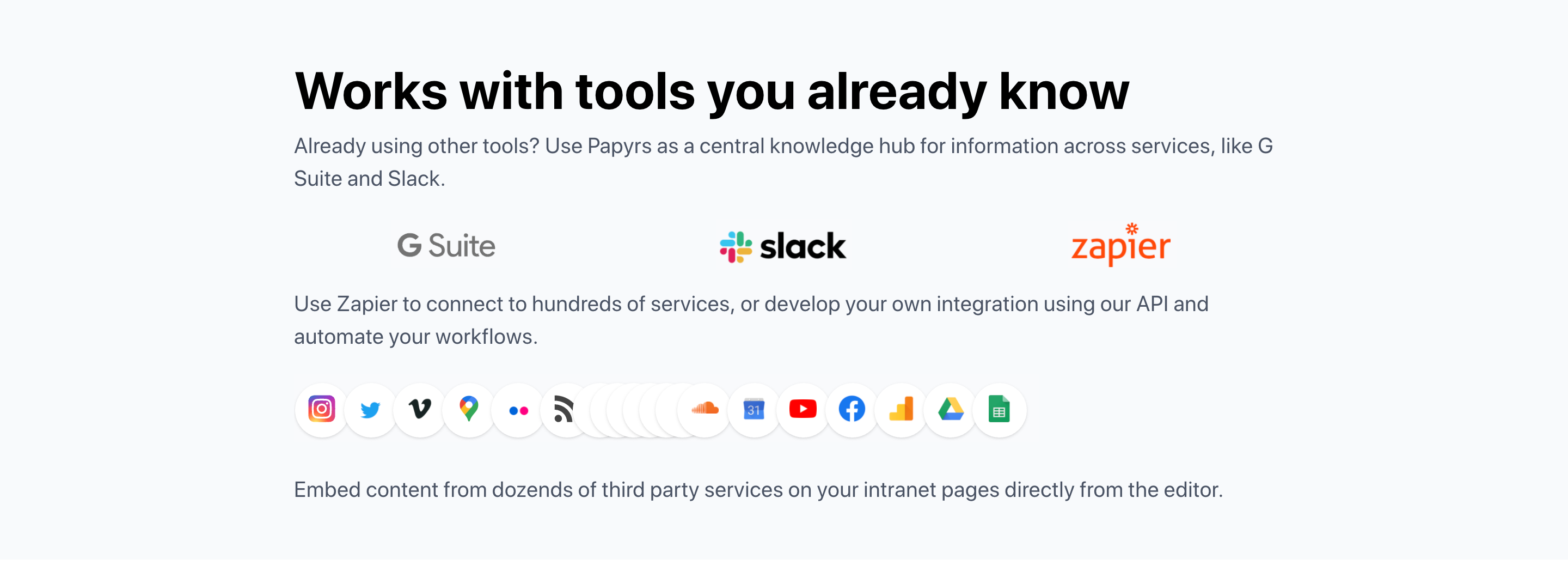 Papyrs Integrations component screenshot