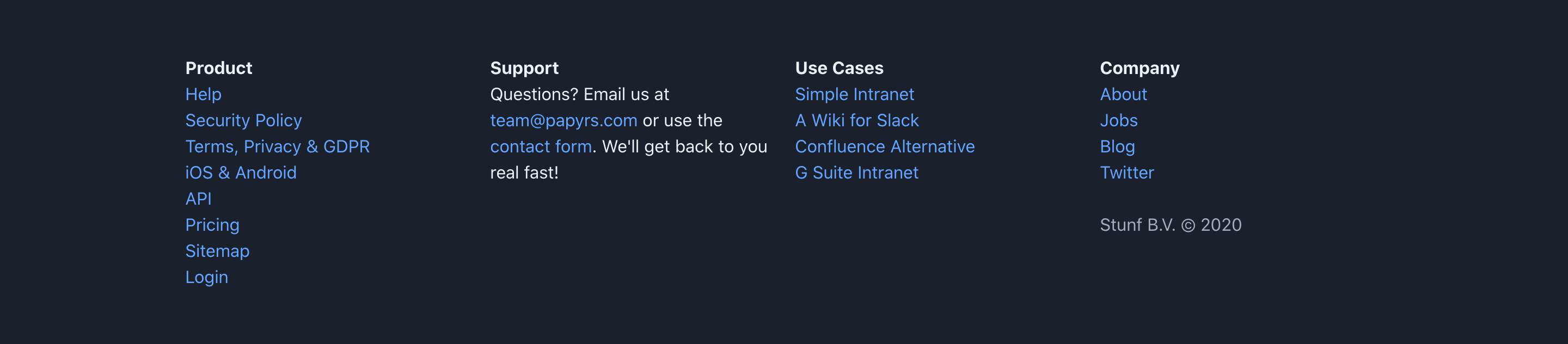 Papyrs Footer component screenshot