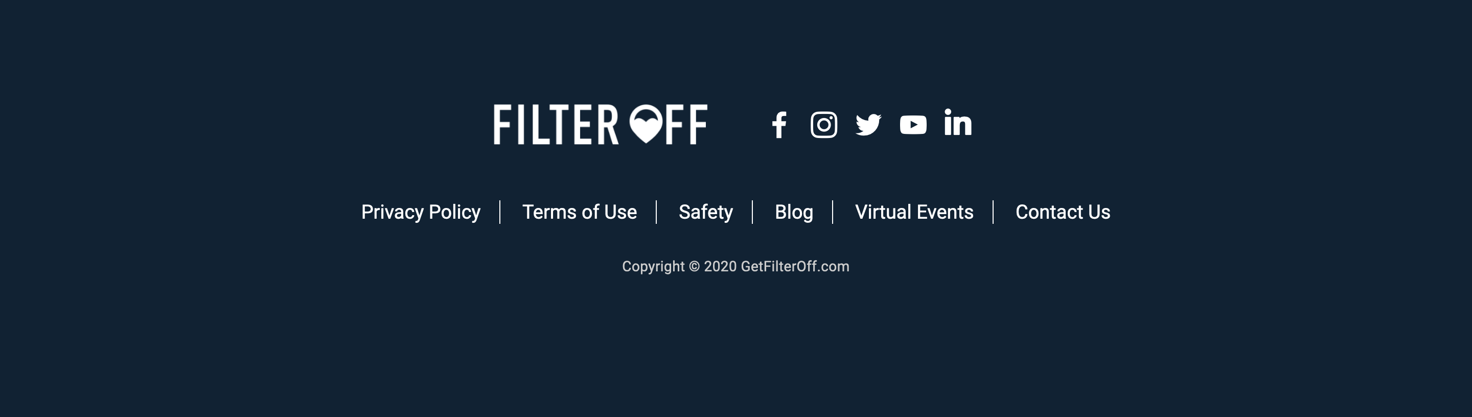 Getfilteroff Footer component screenshot