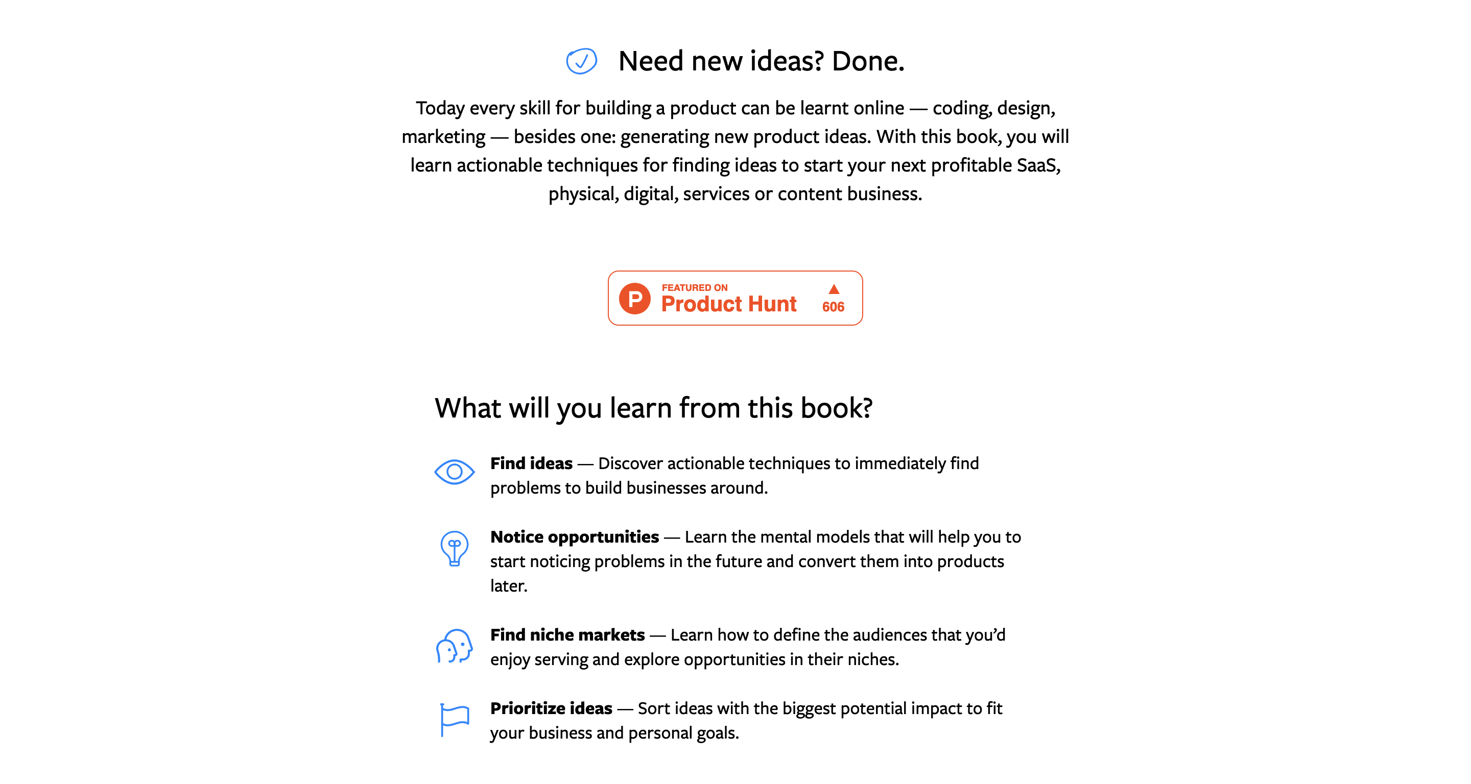 Productideasbook Content component screenshot