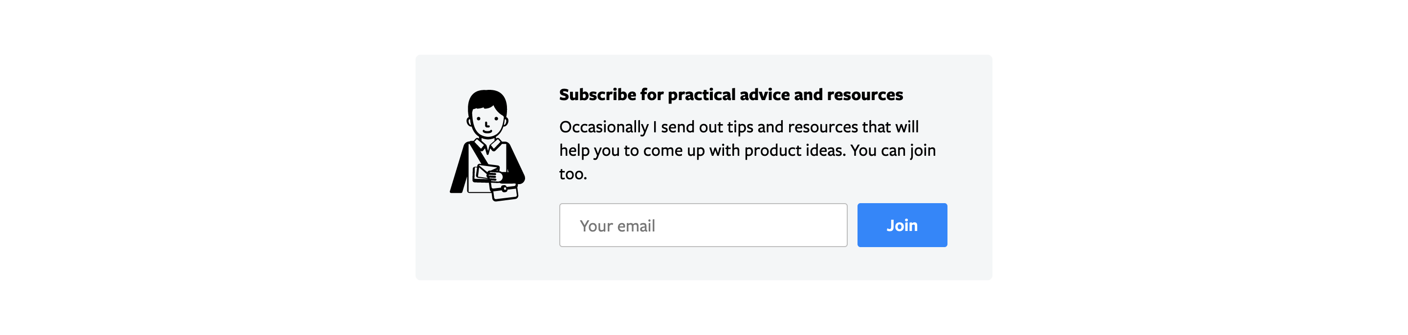 Productideasbook Newsletter component screenshot
