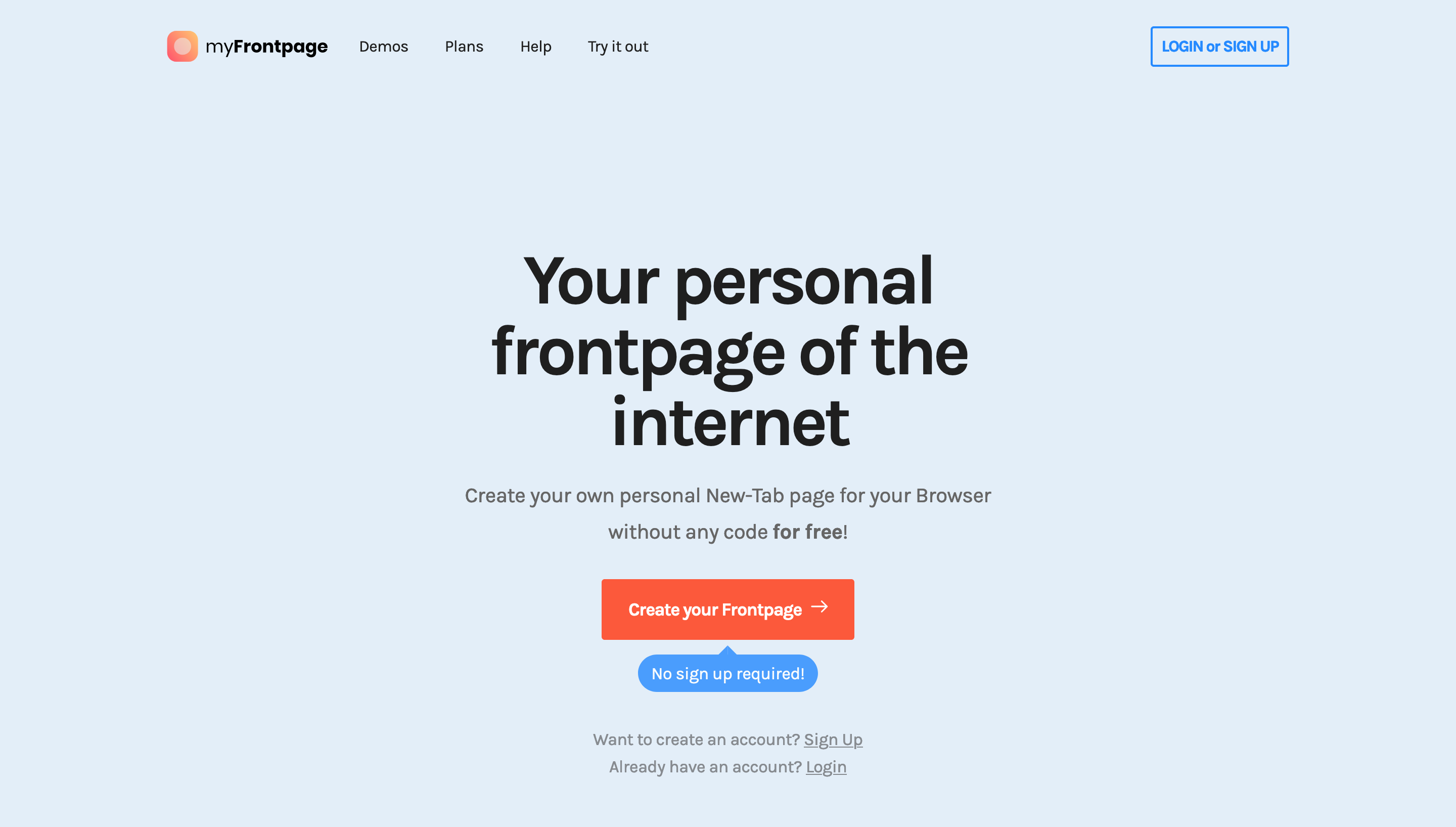 Myfront Hero component screenshot