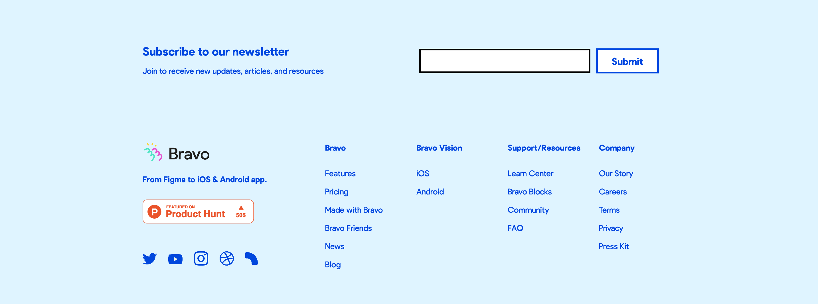 Bravo Footer component screenshot