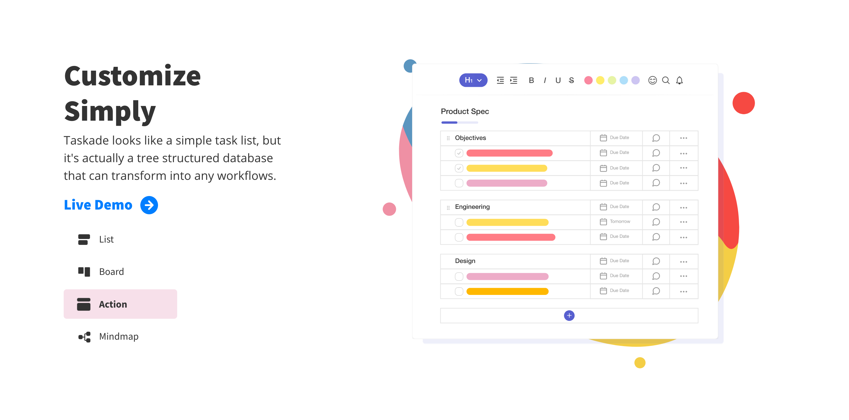 Taskade Feature component screenshot