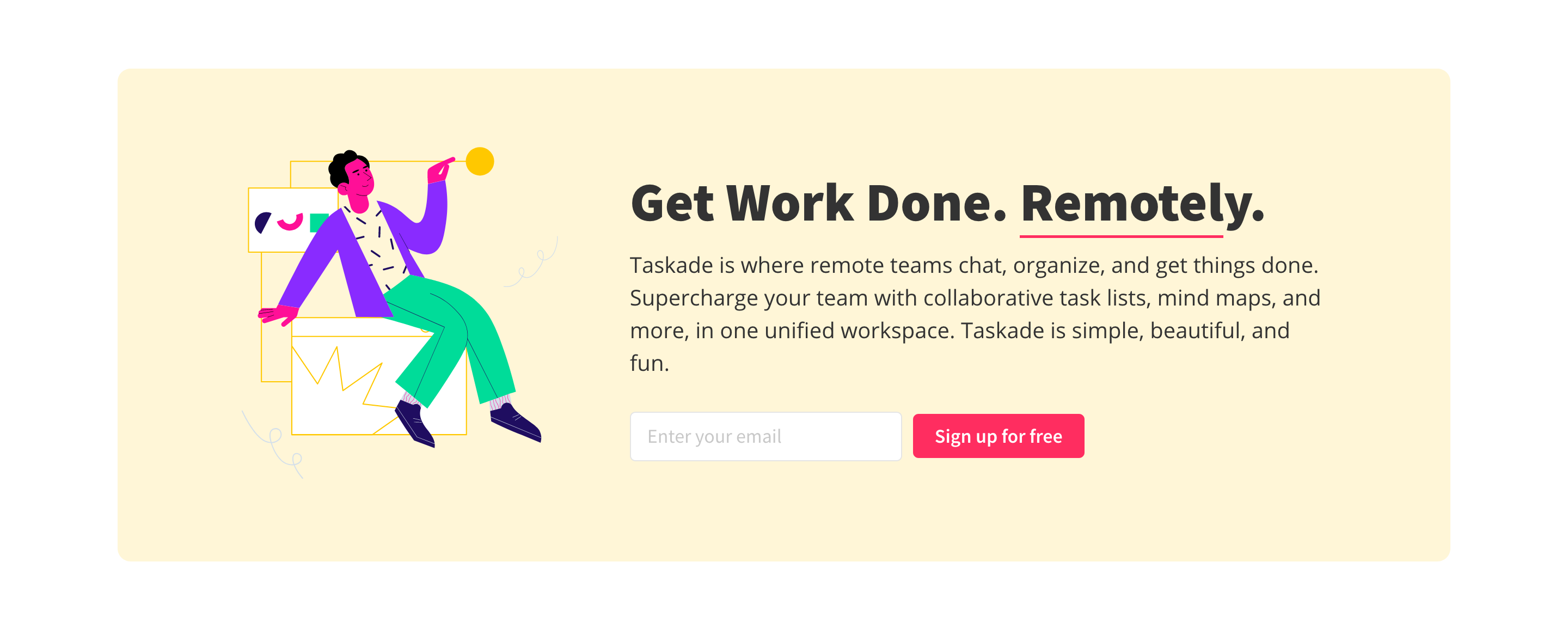 Taskade Signup component screenshot