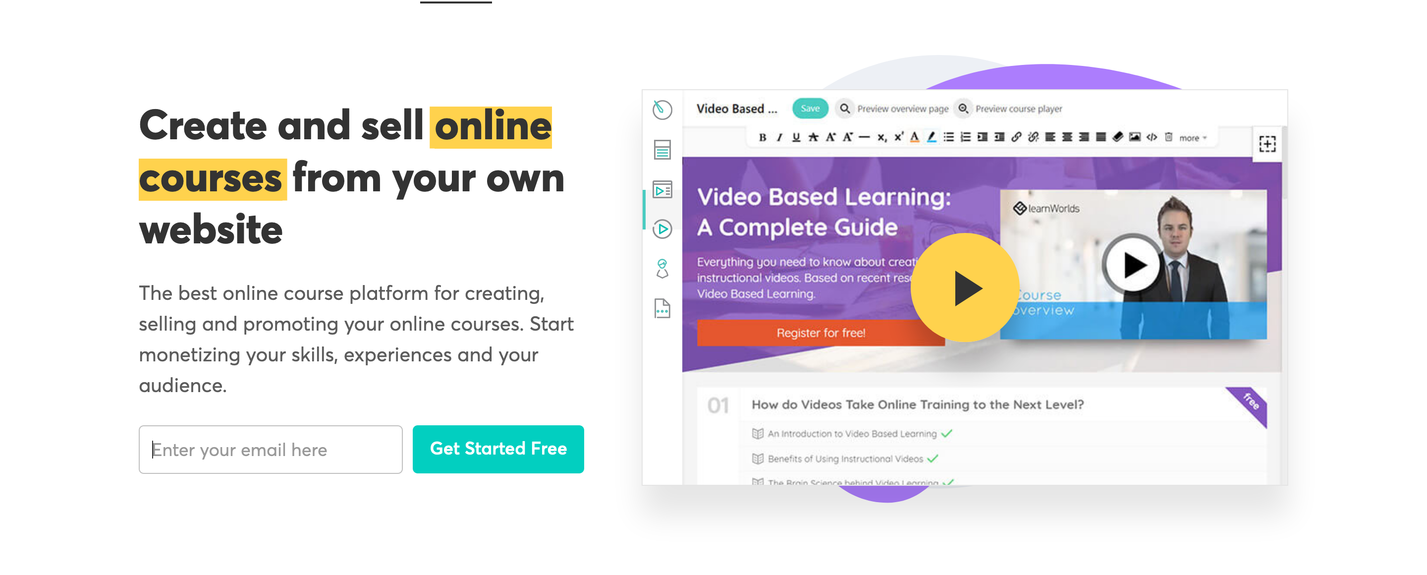 LearnWorlds Hero component screenshot