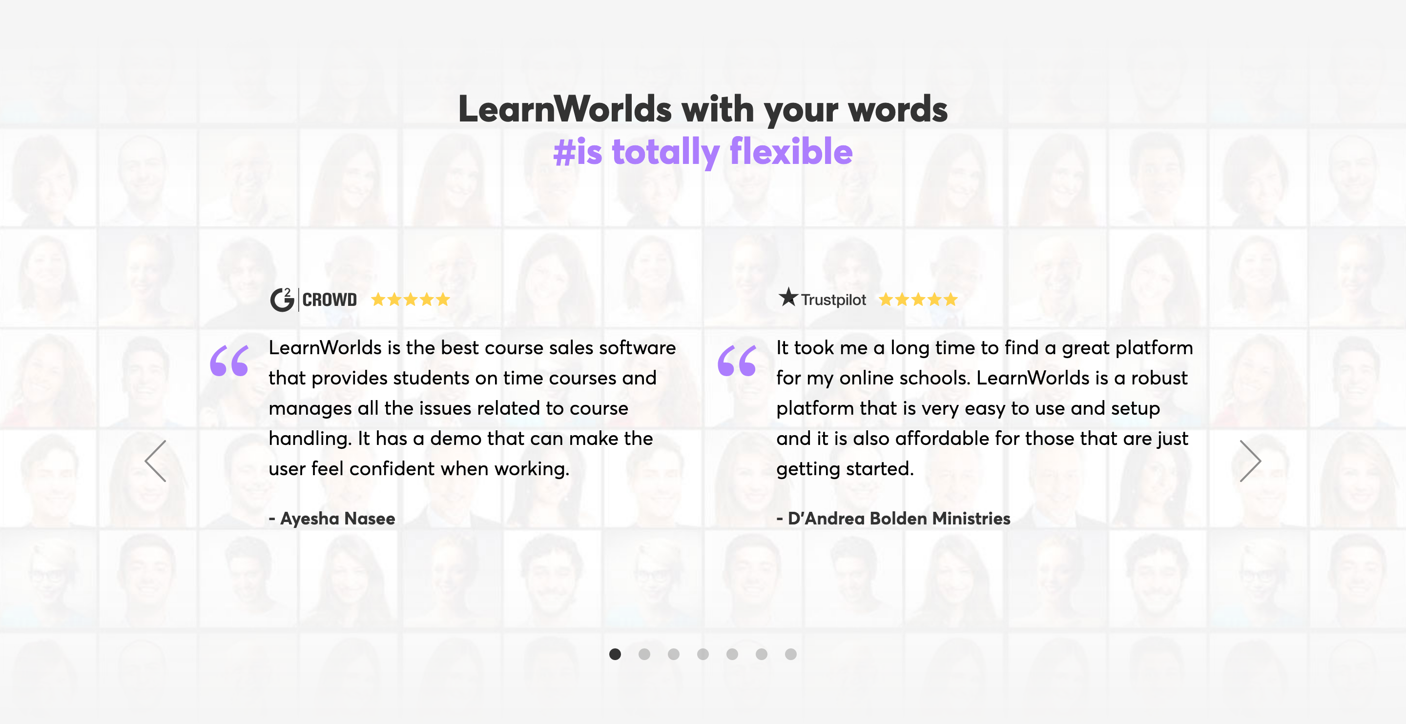 LearnWorlds Testimonial component screenshot
