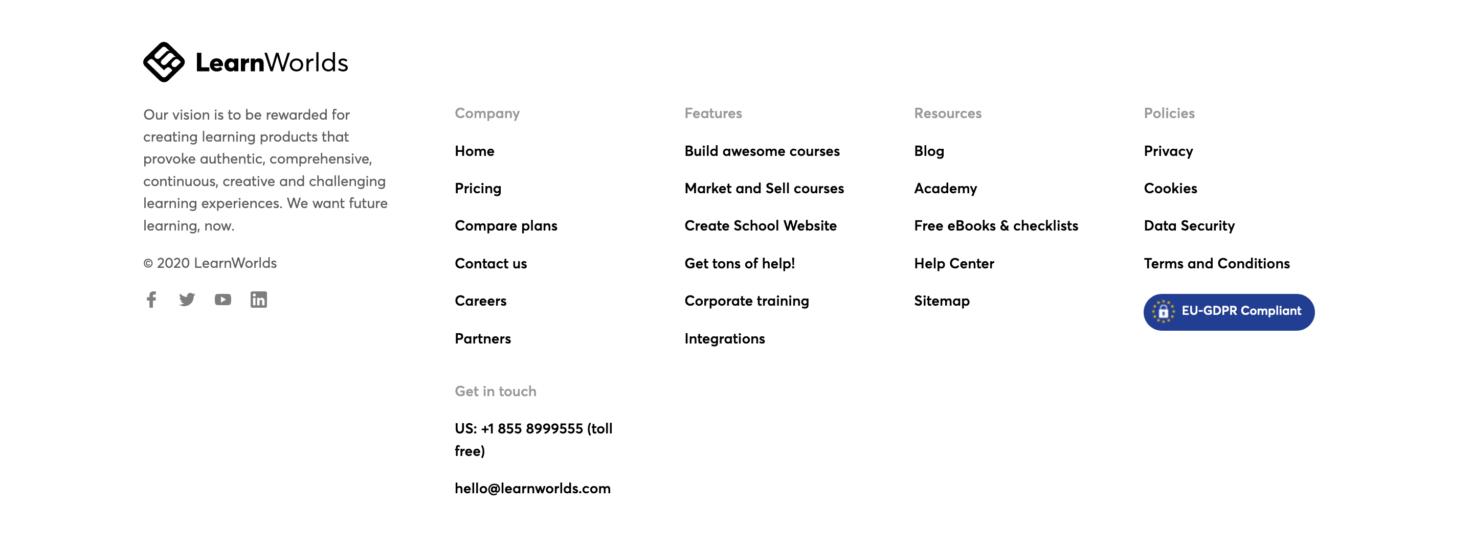 LearnWorlds Footer component screenshot