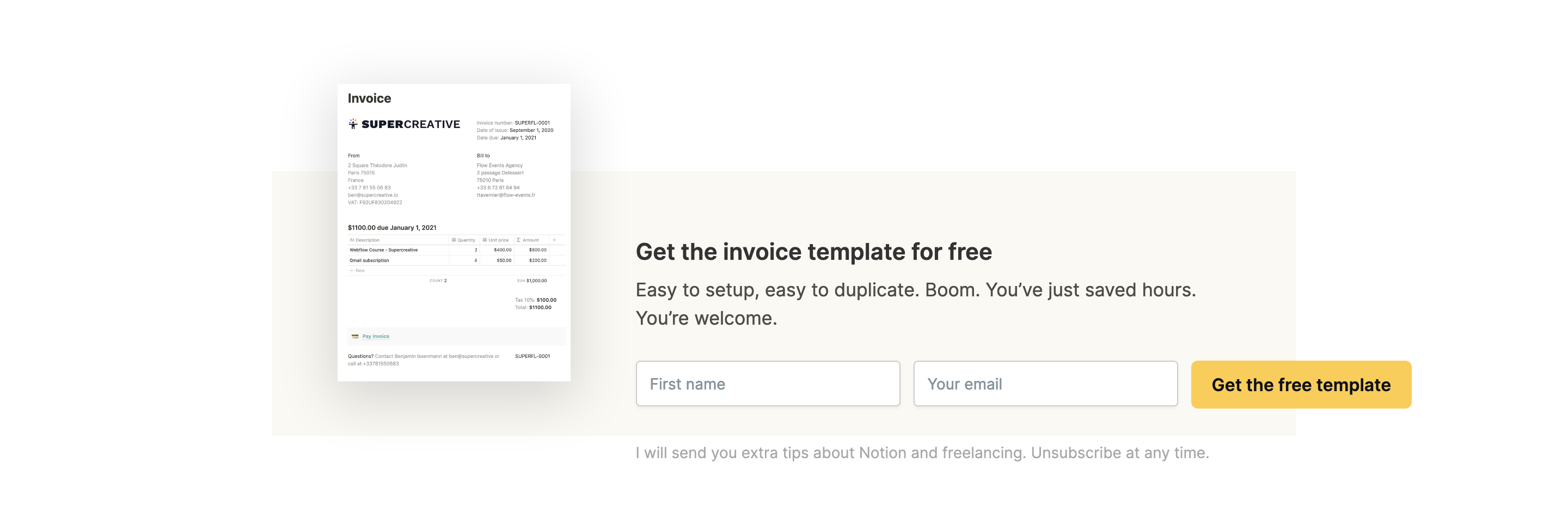 Super Creative Newsletter component screenshot