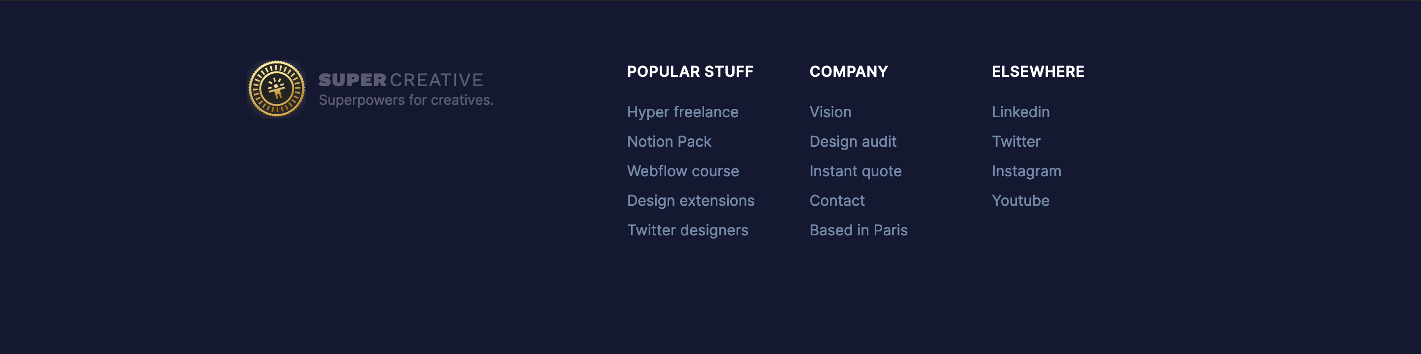 Super Creative Footer component screenshot
