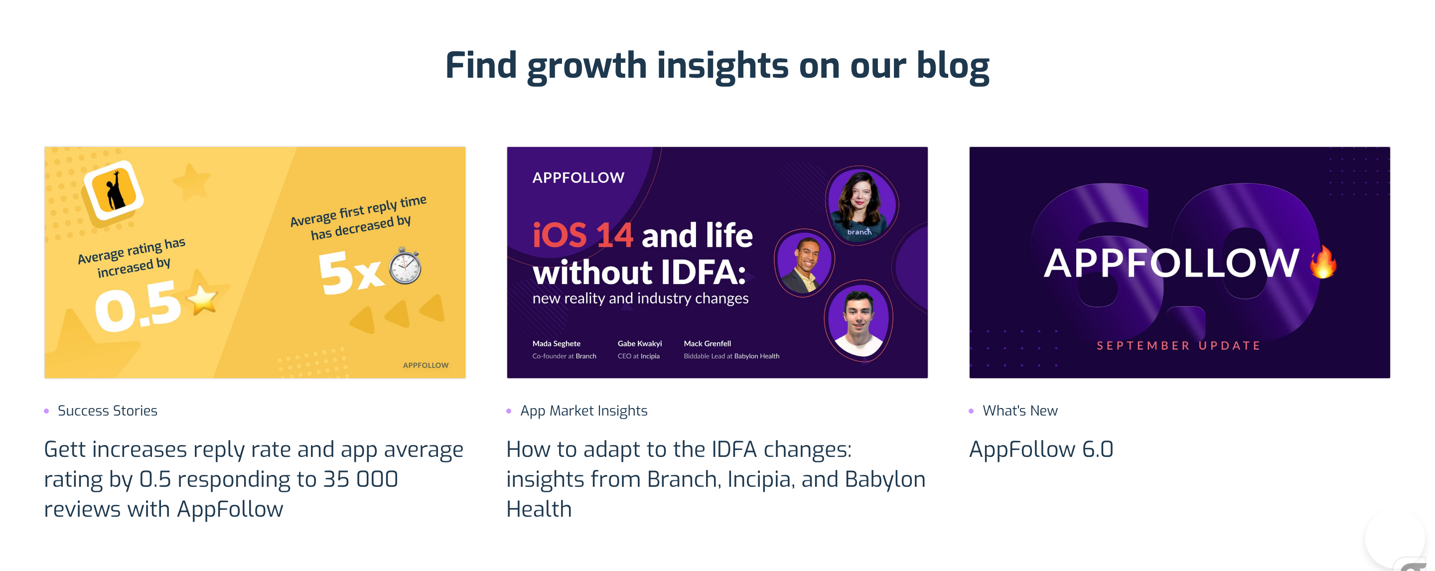 Appfollow Blog component screenshot