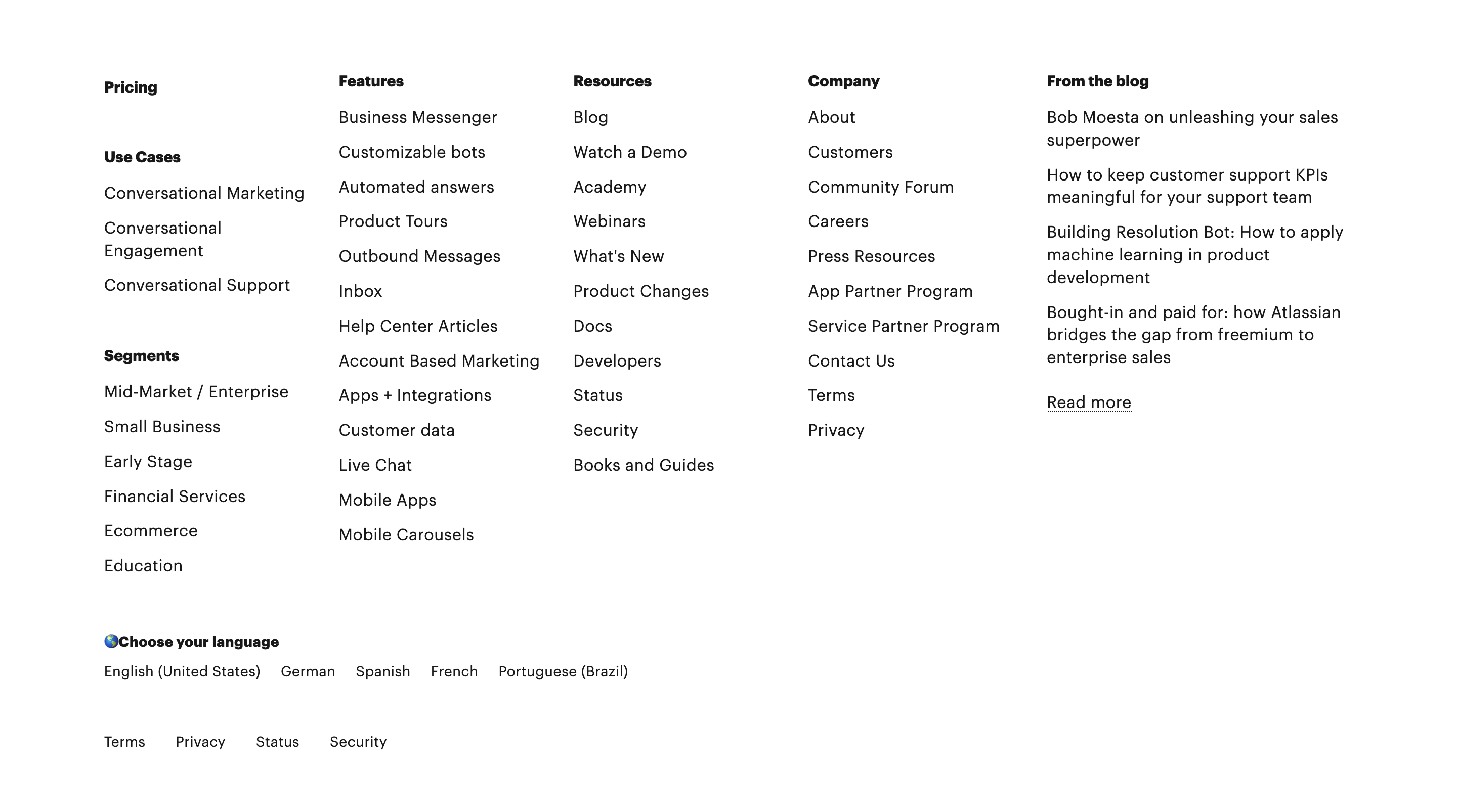 Intercom Footer component screenshot