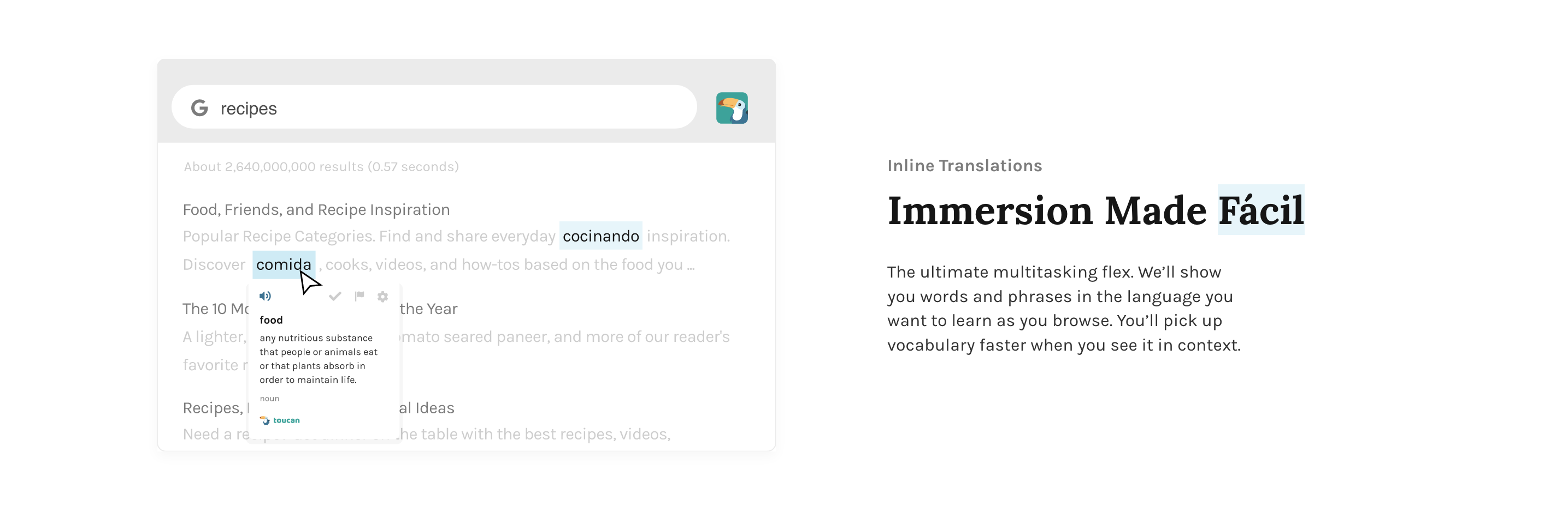 Toucan Feature component screenshot