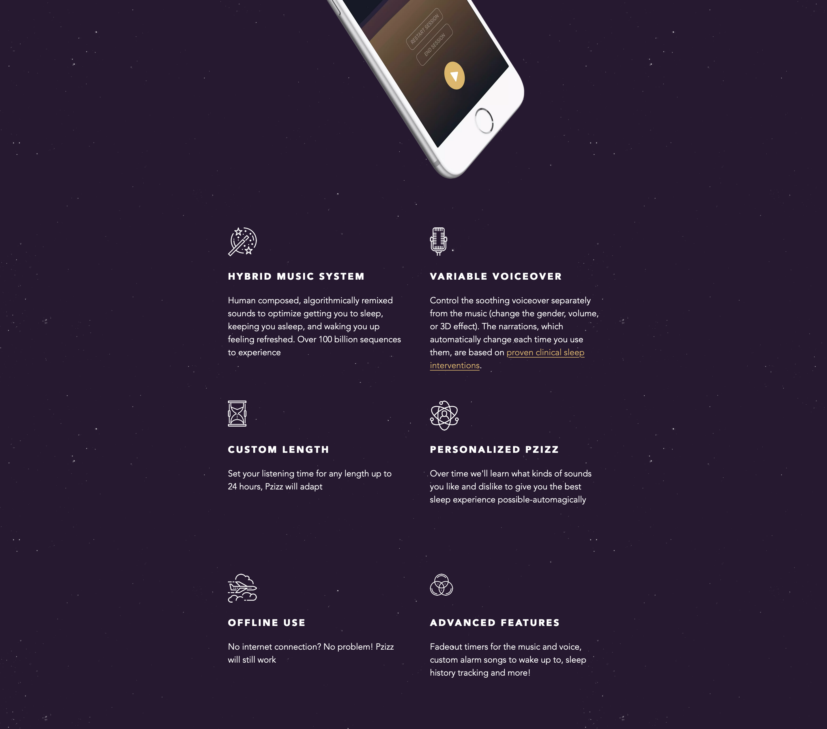 Pzizz Feature component screenshot