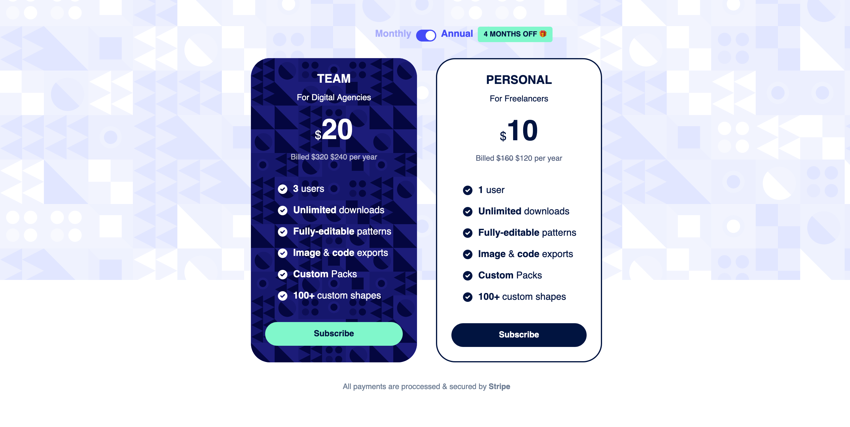 MagicPattern Pricing component screenshot
