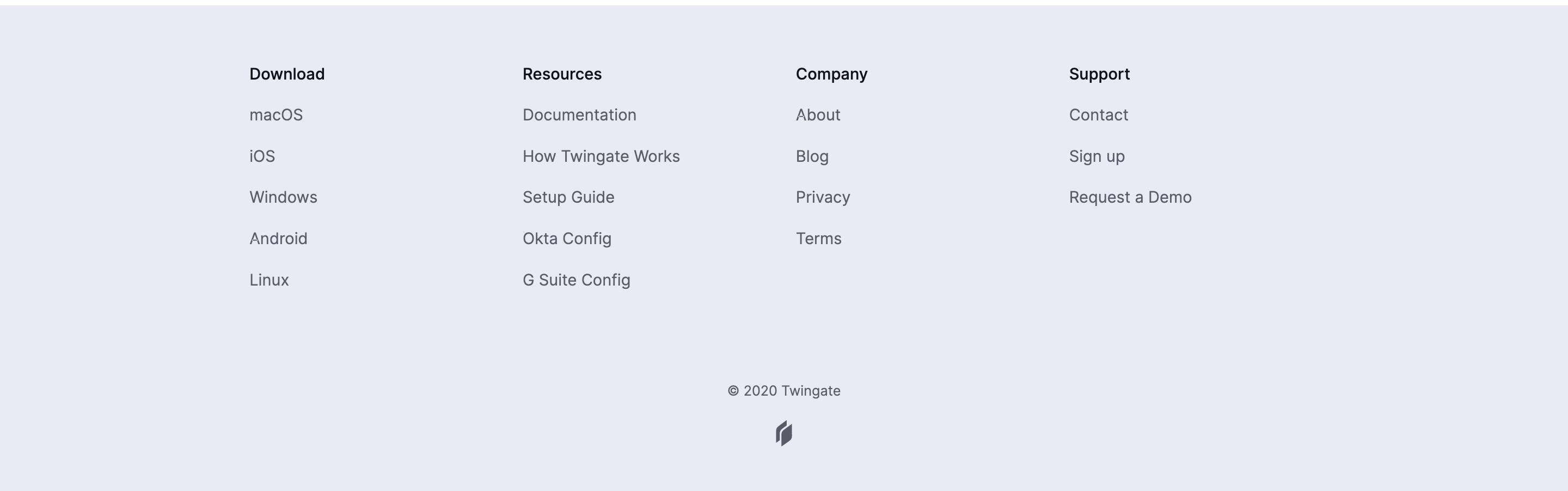 Twingate Footer component screenshot