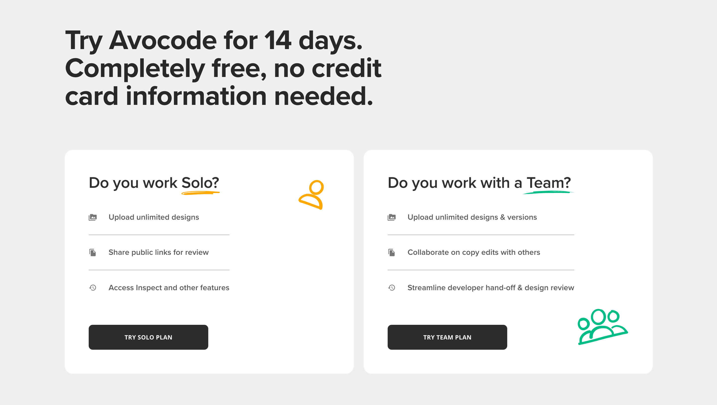 Avocode Pricing component screenshot