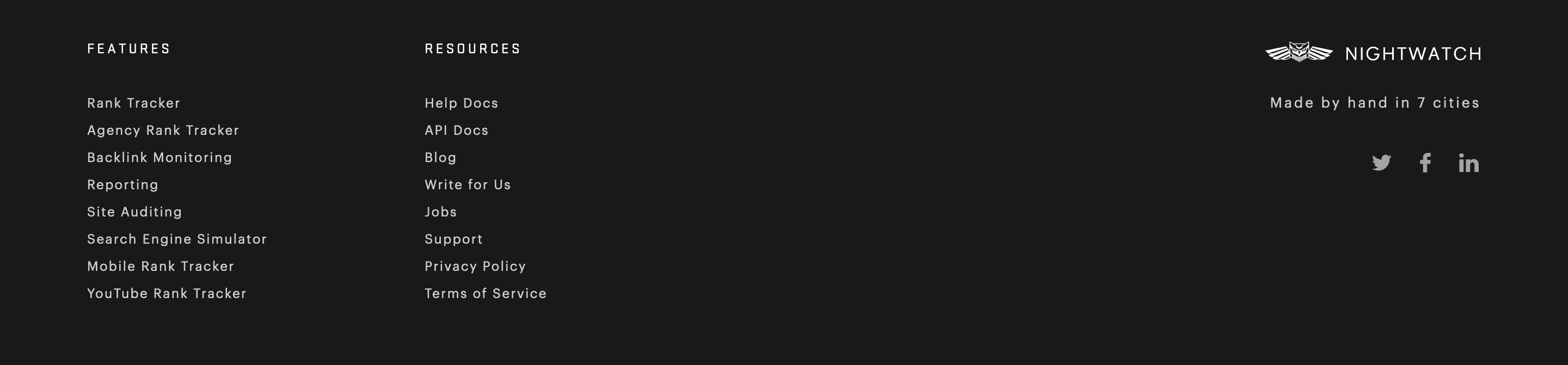 Nightwatch Footer component screenshot