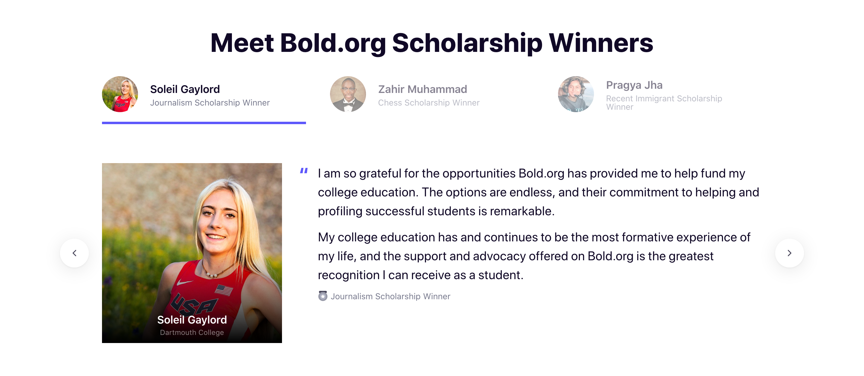 Bold Testimonial component screenshot