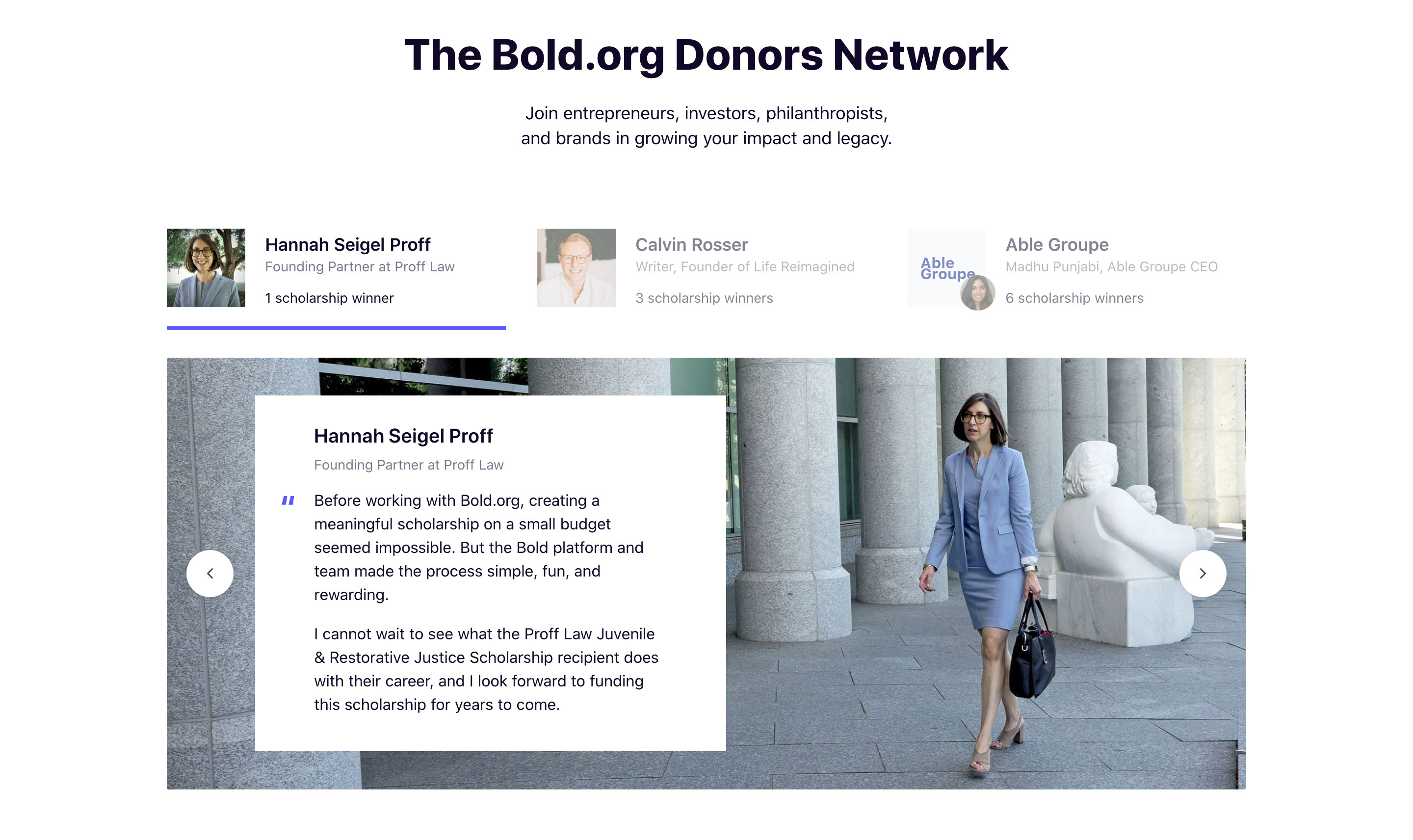 Bold Testimonial component screenshot