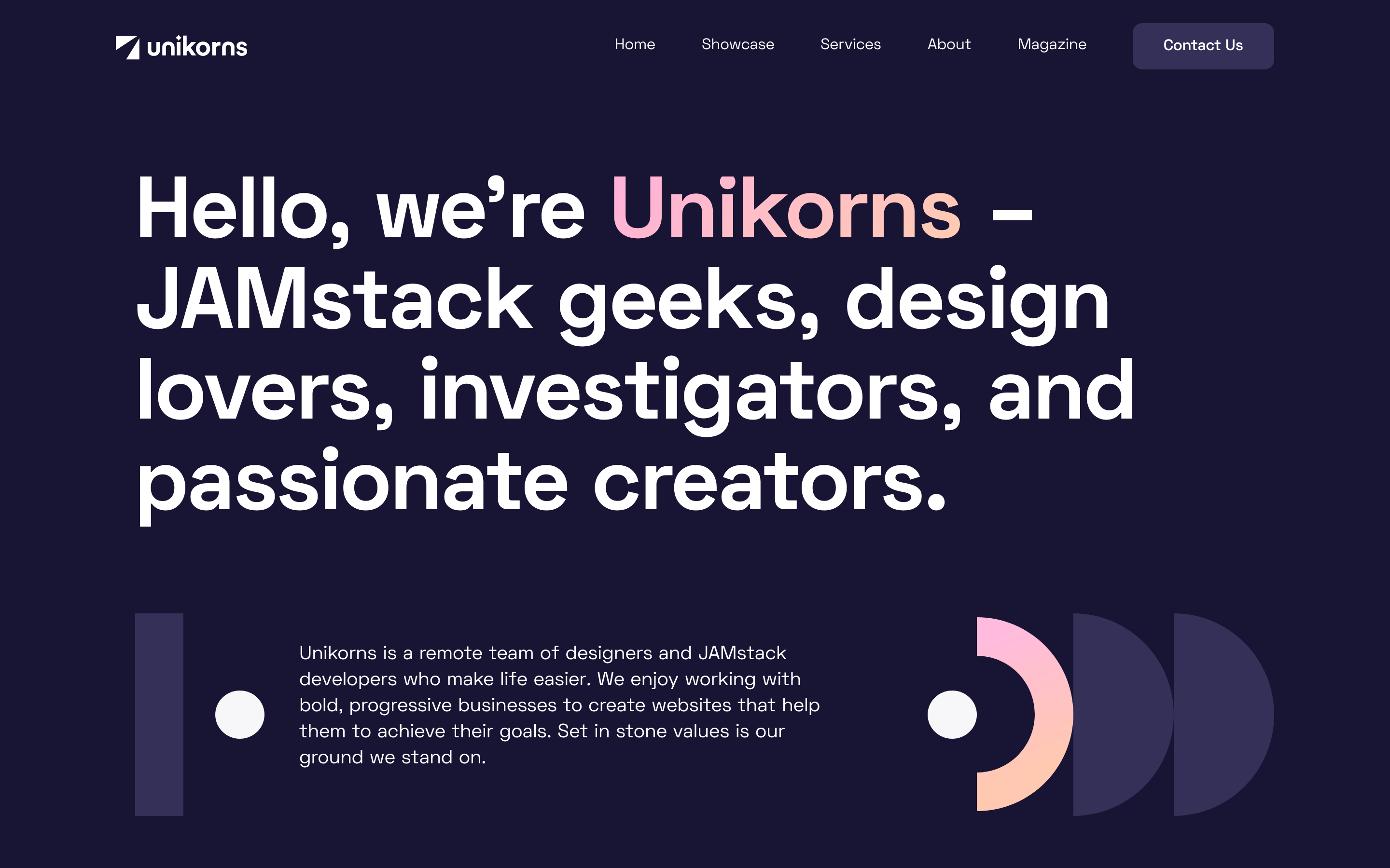 Unikorns Hero component screenshot