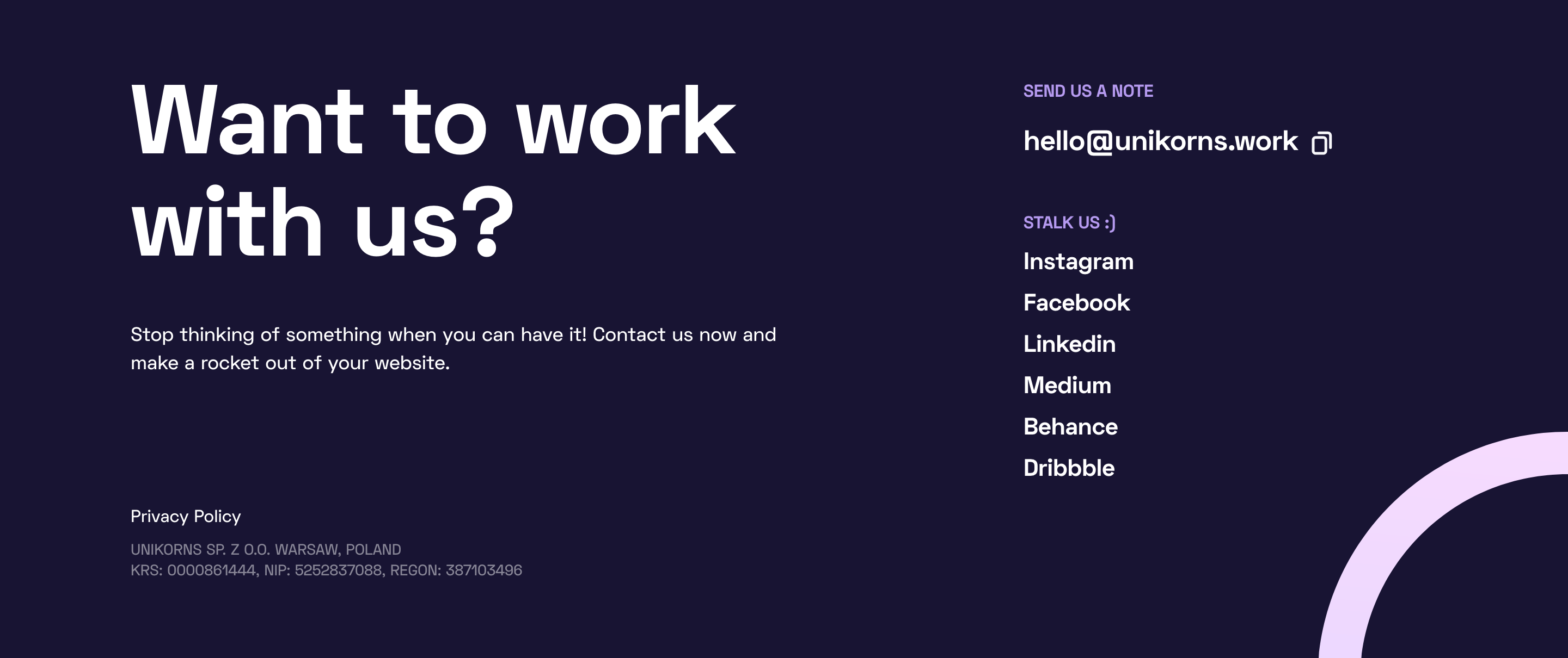 Unikorns Contact component screenshot