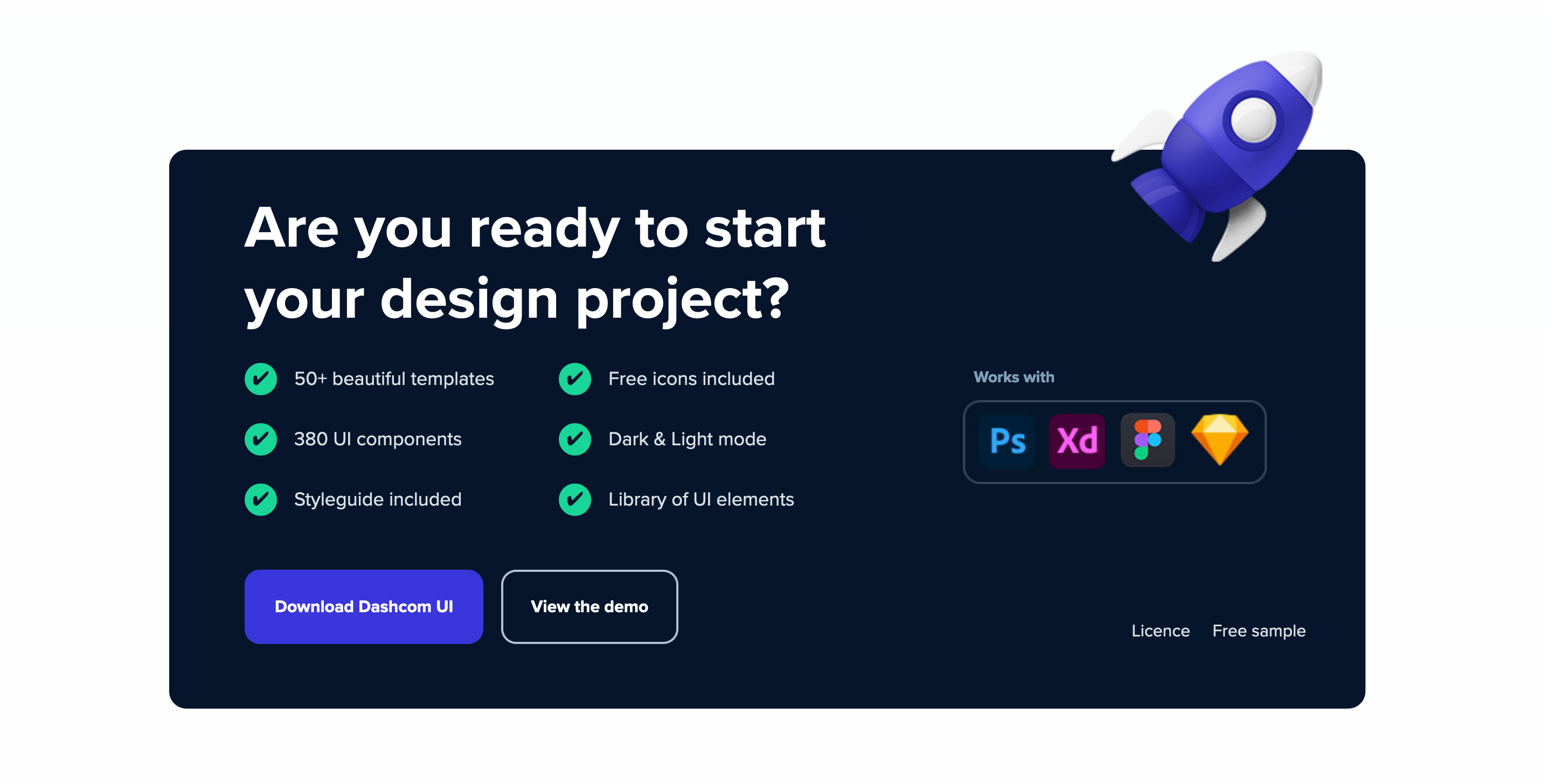Dashcom-ui Call To Action component screenshot