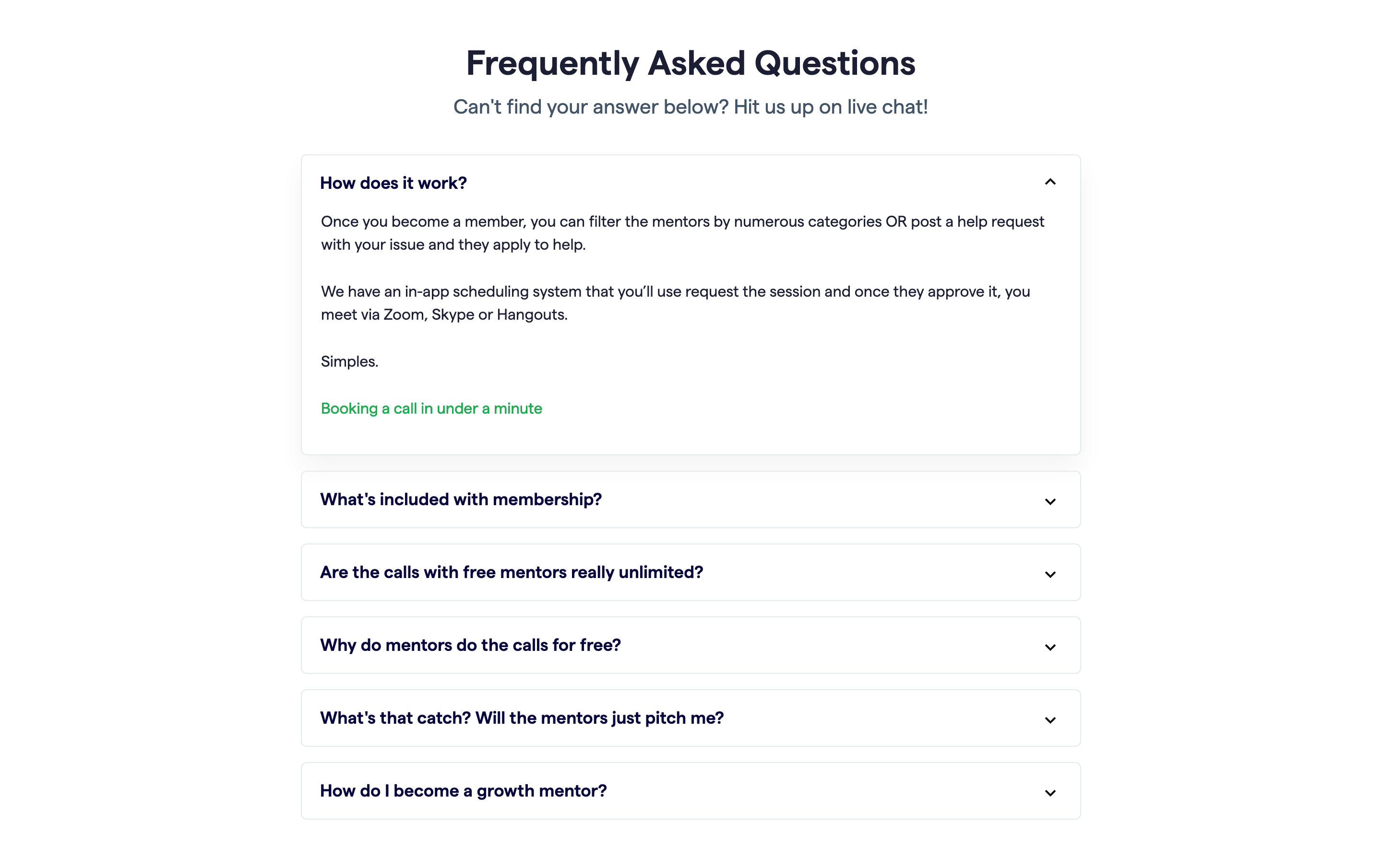 Growthmentor Faq component screenshot