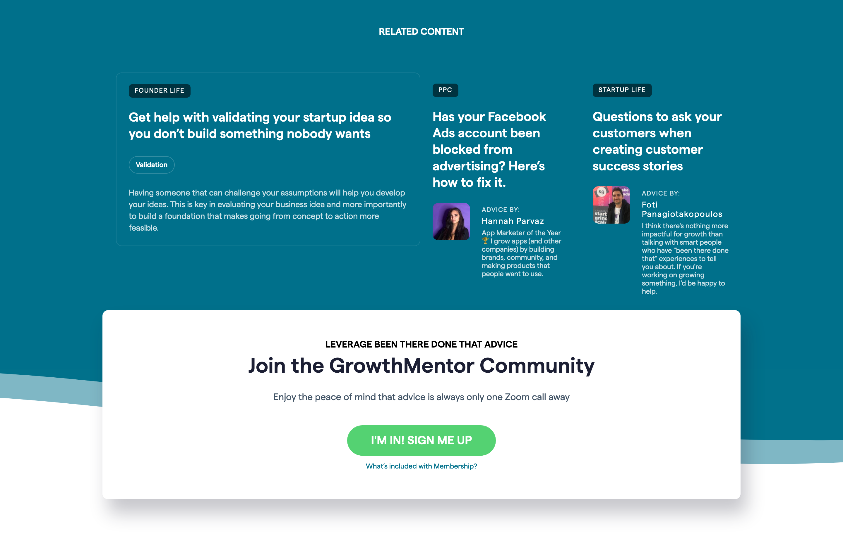 Growthmentor Blog component screenshot