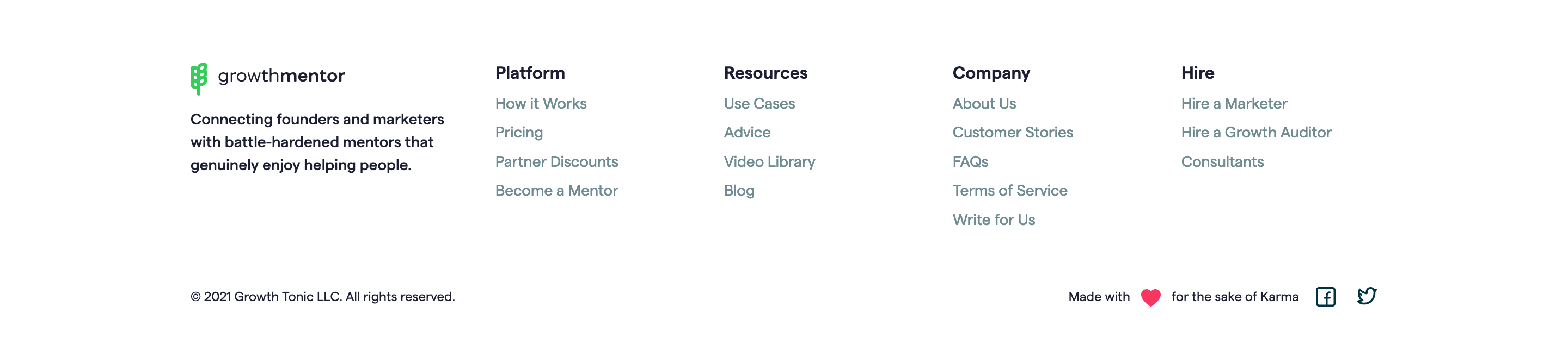 Growthmentor Footer component screenshot